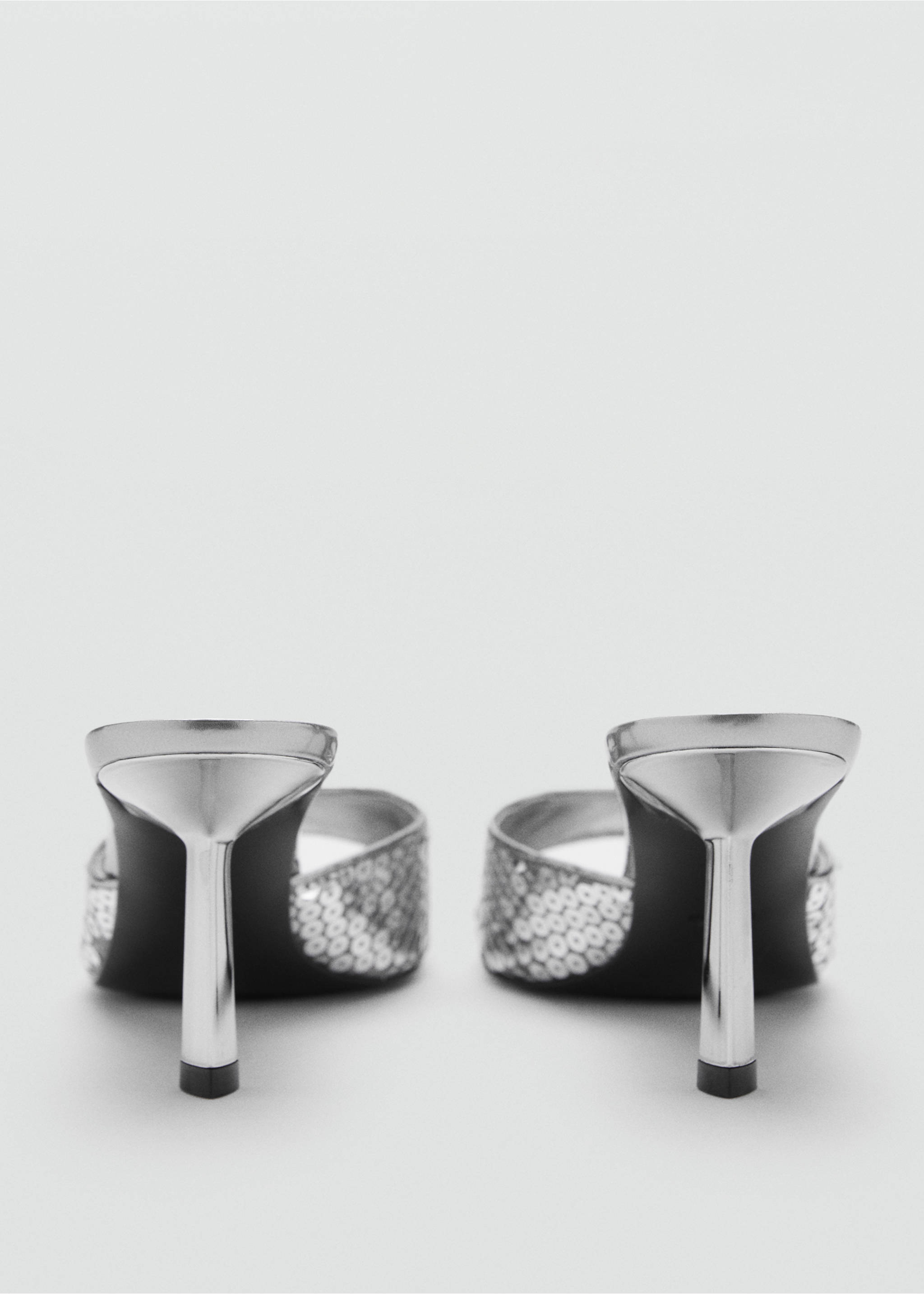 Heeled sandals with sequin strap - Details of the article 1, Silver. Ref: 87040362-00.