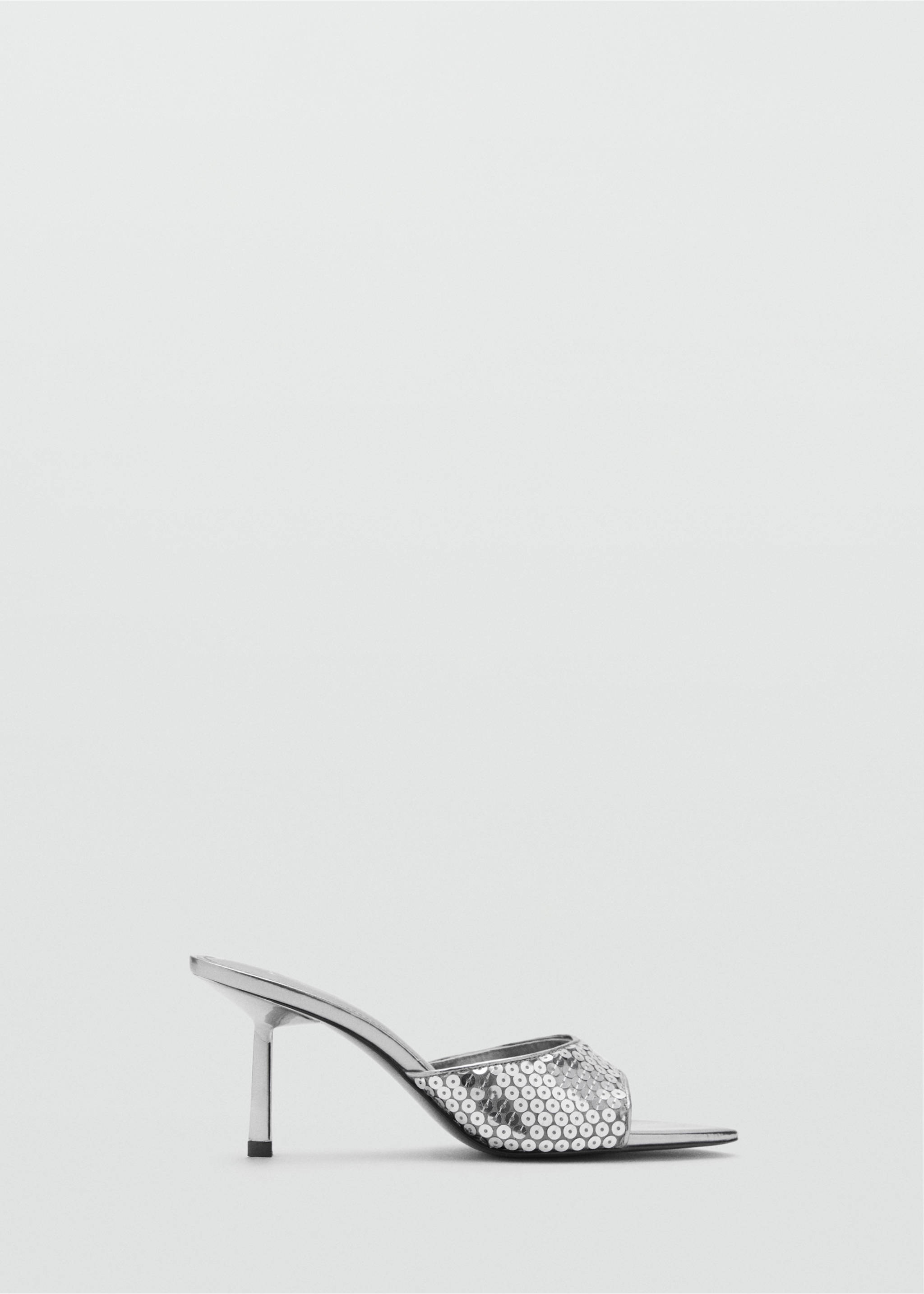 Heeled sandals with sequin strap - Article without model, Silver. Ref: 87040362-00.