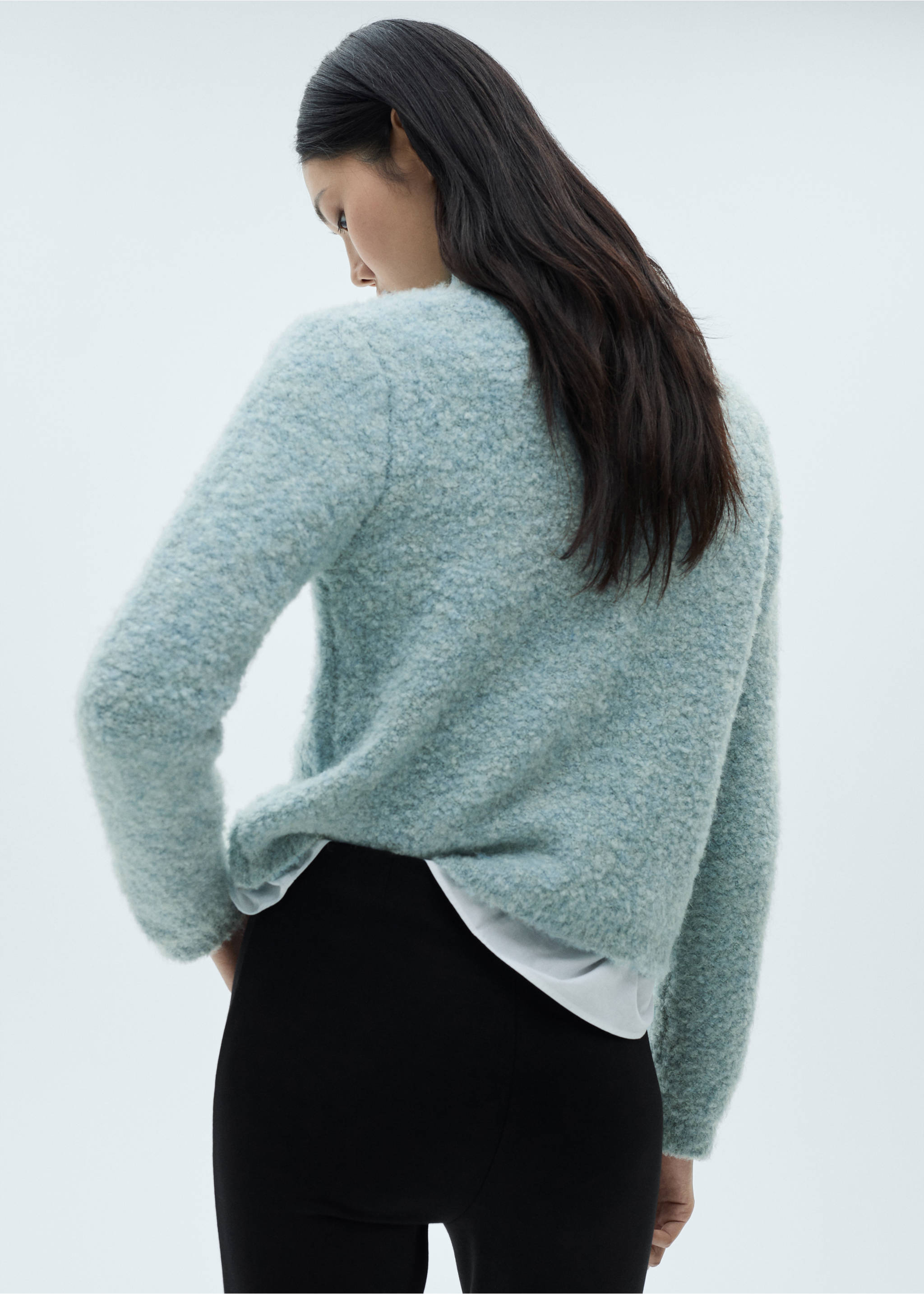 Bouclé jacket with jewel buttons - Reverse of the article, Sky Blue. Ref: 87040363-00.
