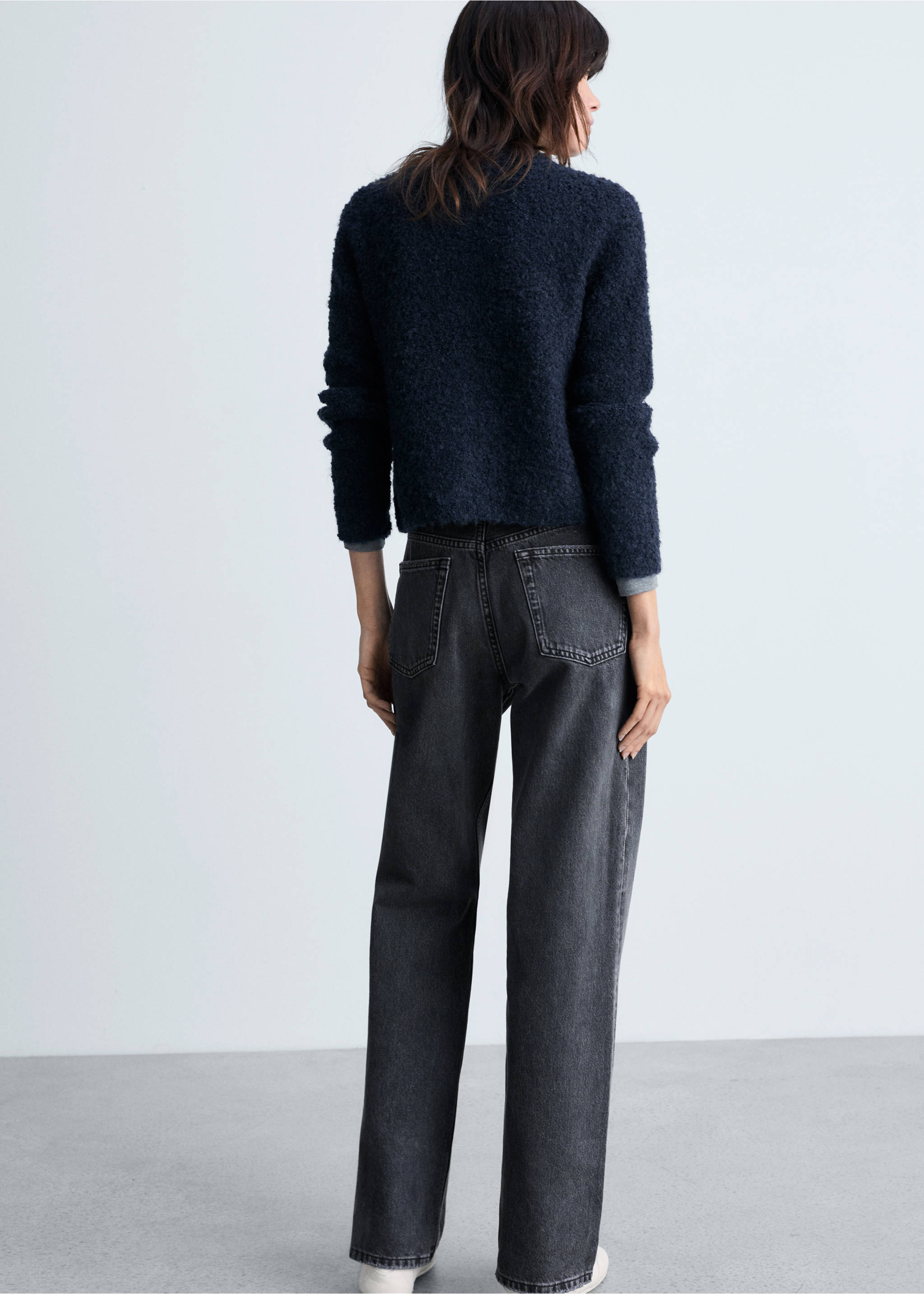 Bouclé jacket with jewel buttons - Reverse of the article, Dark Navy. Ref: 87040363-00.