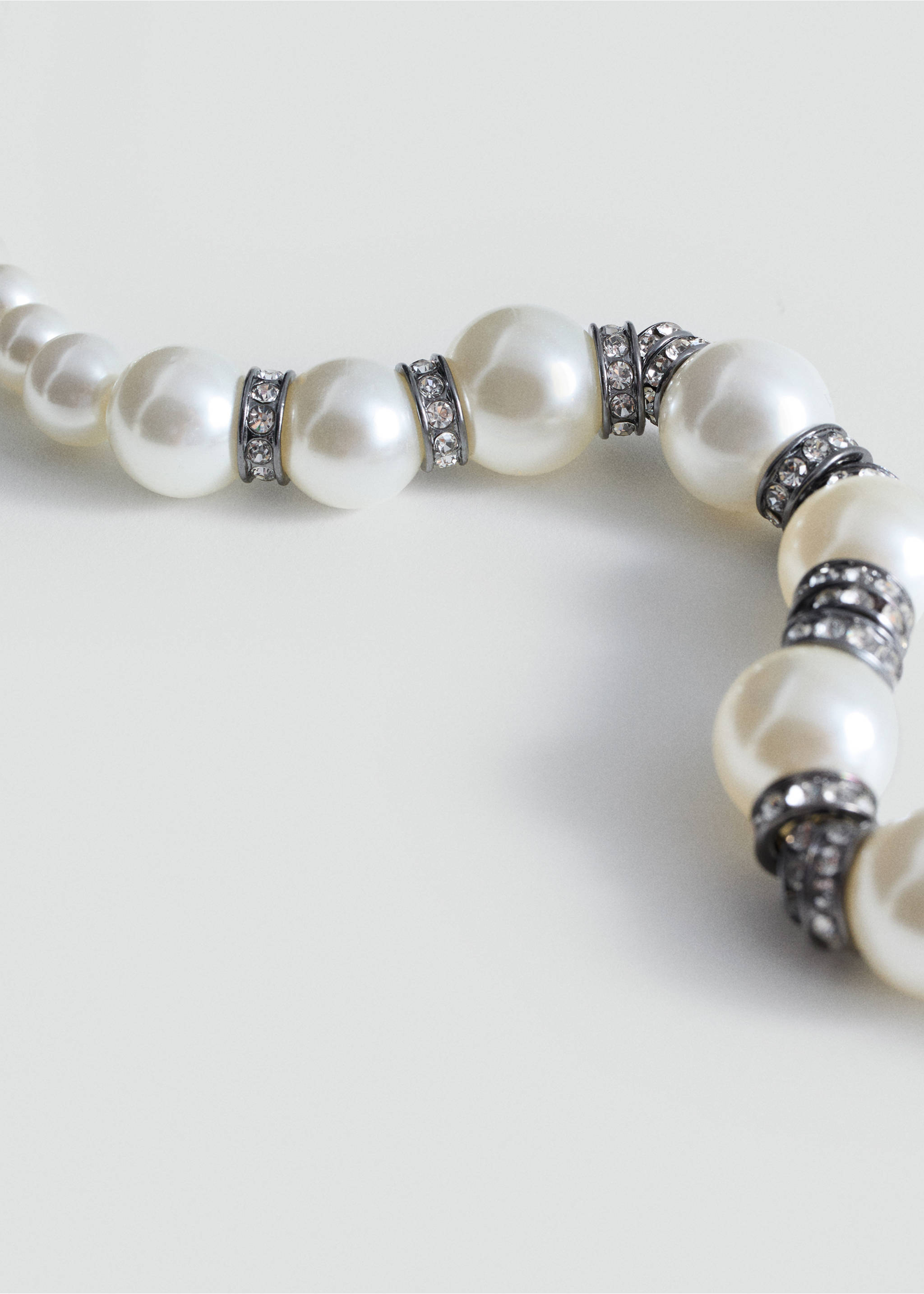 Collar abalorios combinados - Plano medio, Blanco. Ref: 87040380-00.