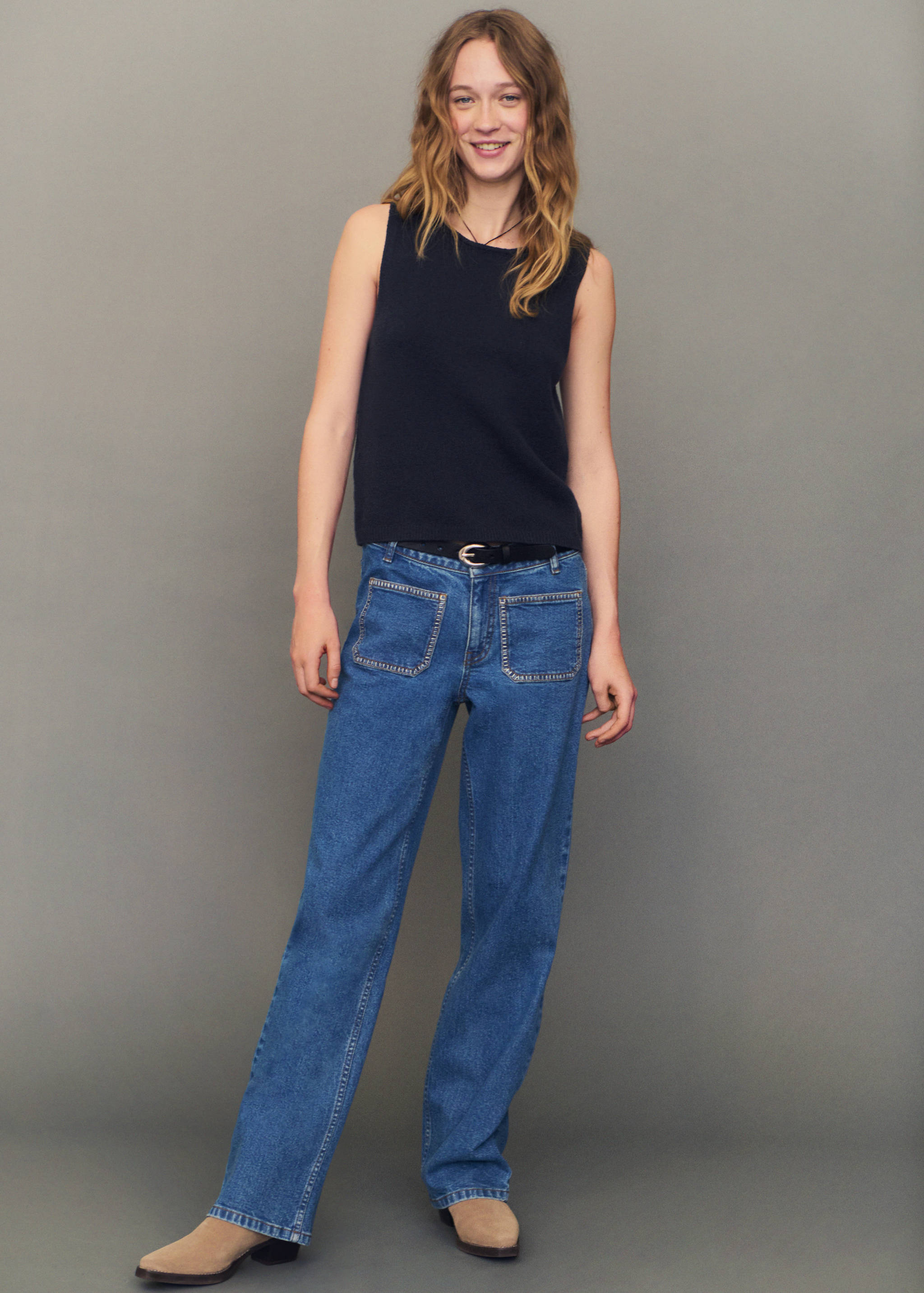 Jeans straight fit - Detalle del artículo 7, Azul medio. Ref: 87040396-00.