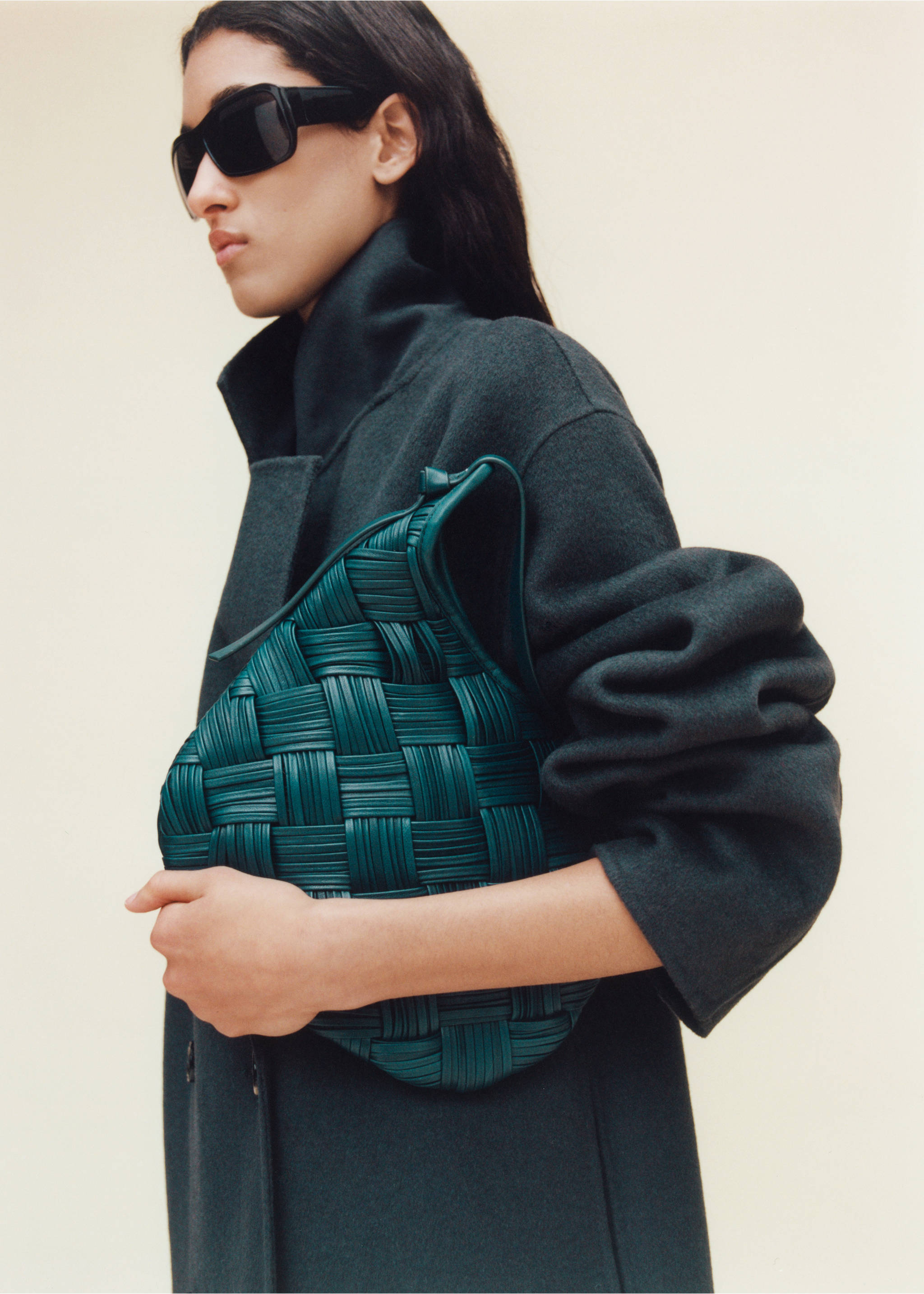 Braided leather bag - General plane, Prussian Blue. Ref: 87040422-00.