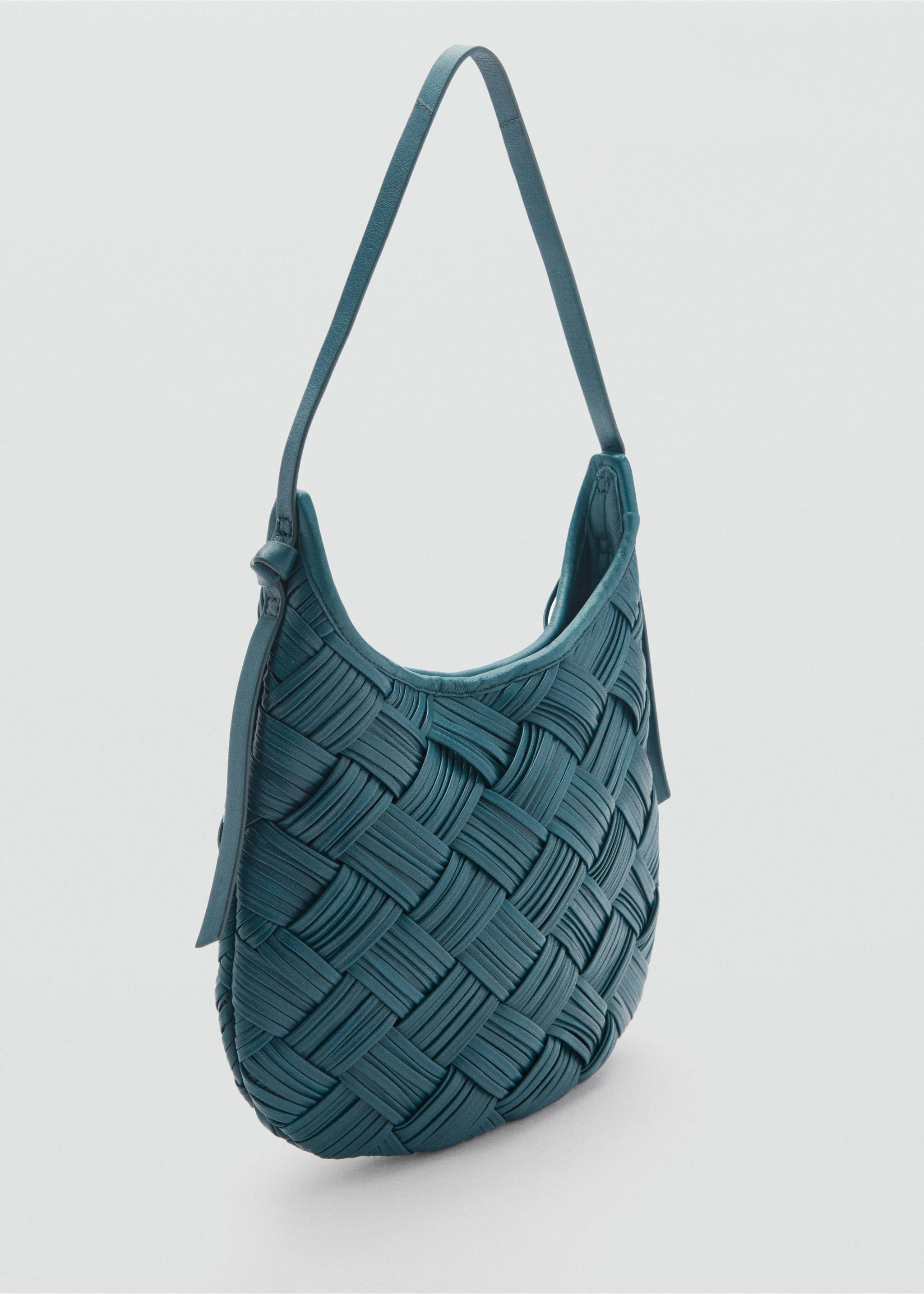 Braided leather bag - Medium plane, Prussian Blue. Ref: 87040422-00.