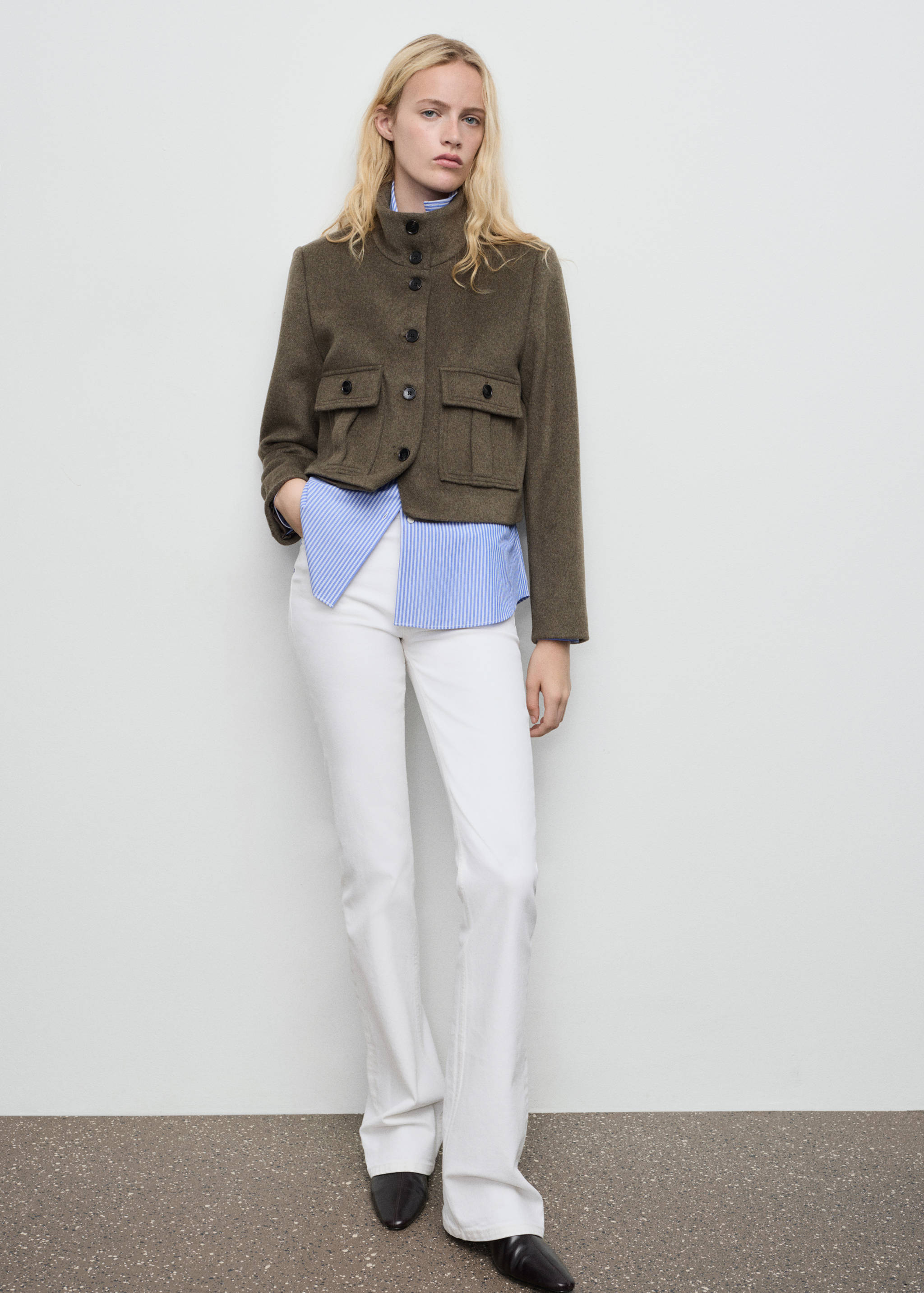 Wool-blend jacket with pockets - General plane