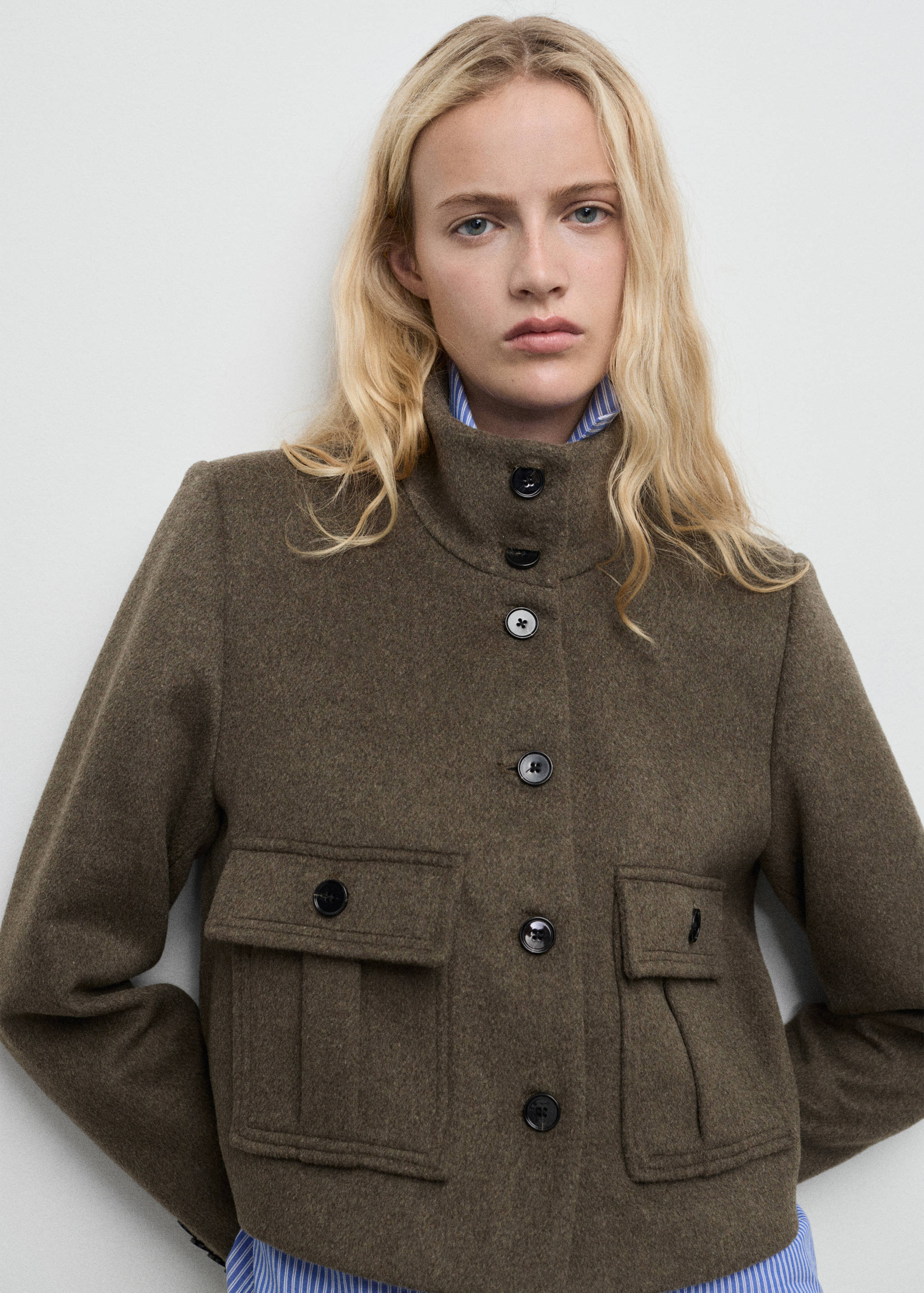 Wool-blend jacket with pockets - Medium plane
