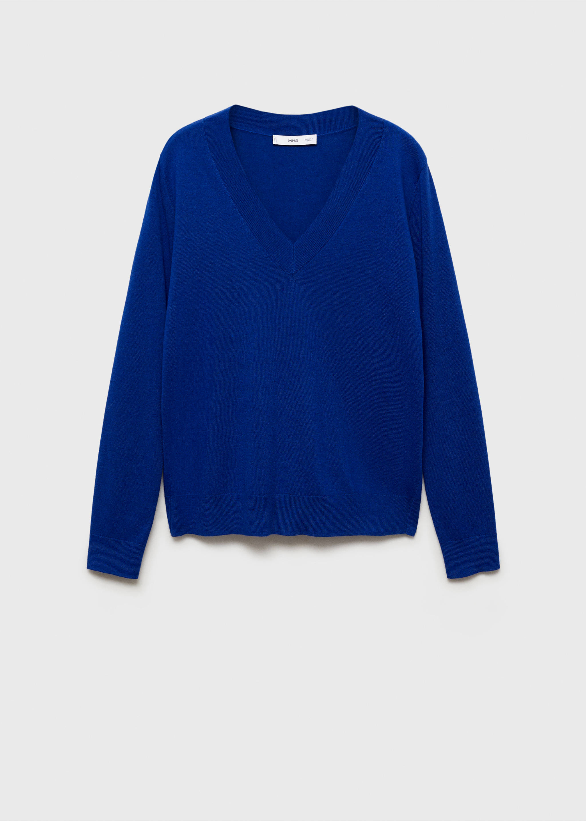 V-neck knit sweater - Article without model, Vibrant blue. Ref: 87040433-00.
