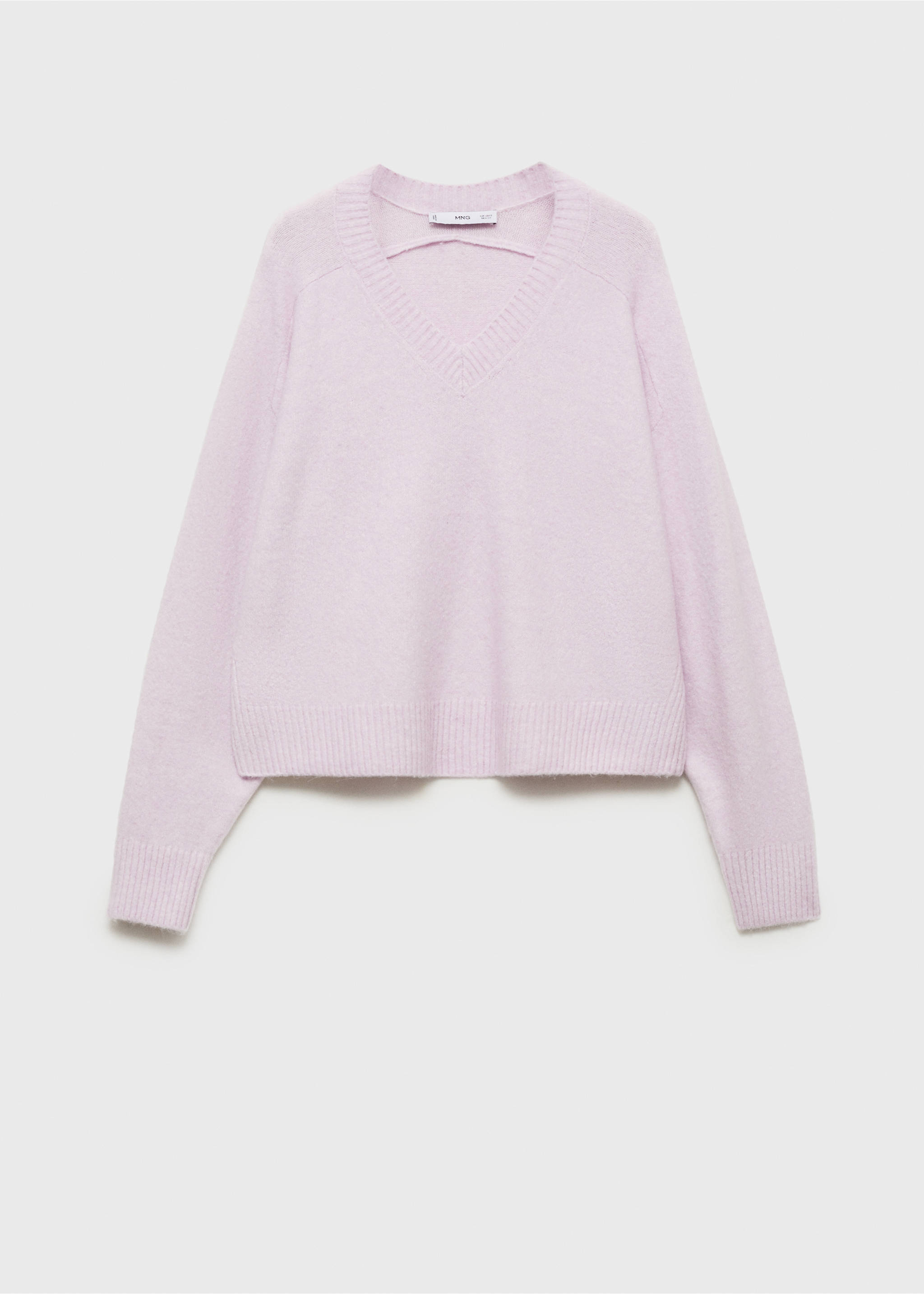V-neck knit sweater - Article without model, Light/Pastel Purple. Ref: 87040437-00.