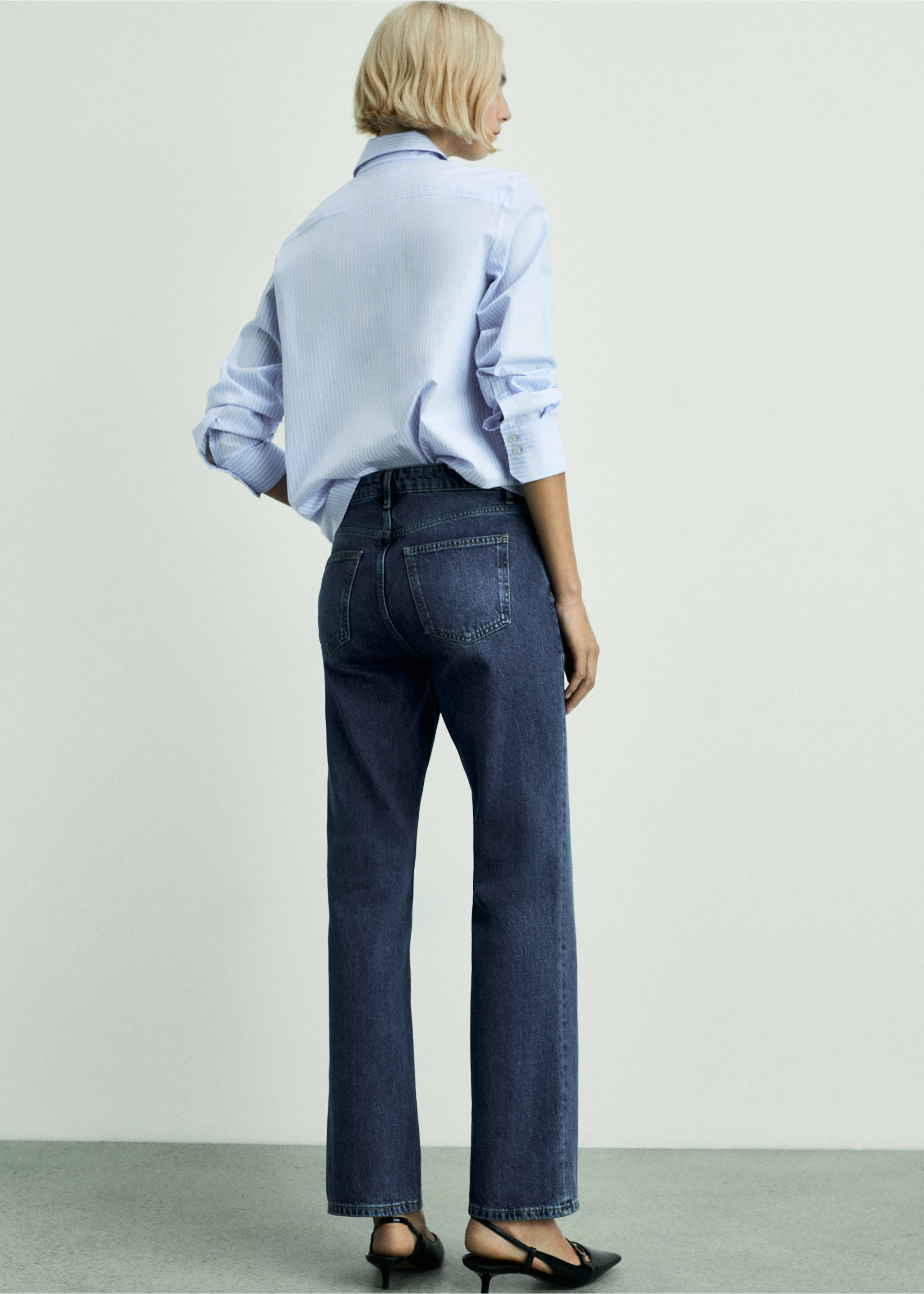 Matilda straight-fit mid-rise jeans - Achterkant van het artikel, Donkerblauw. Ref: 87040448-00.