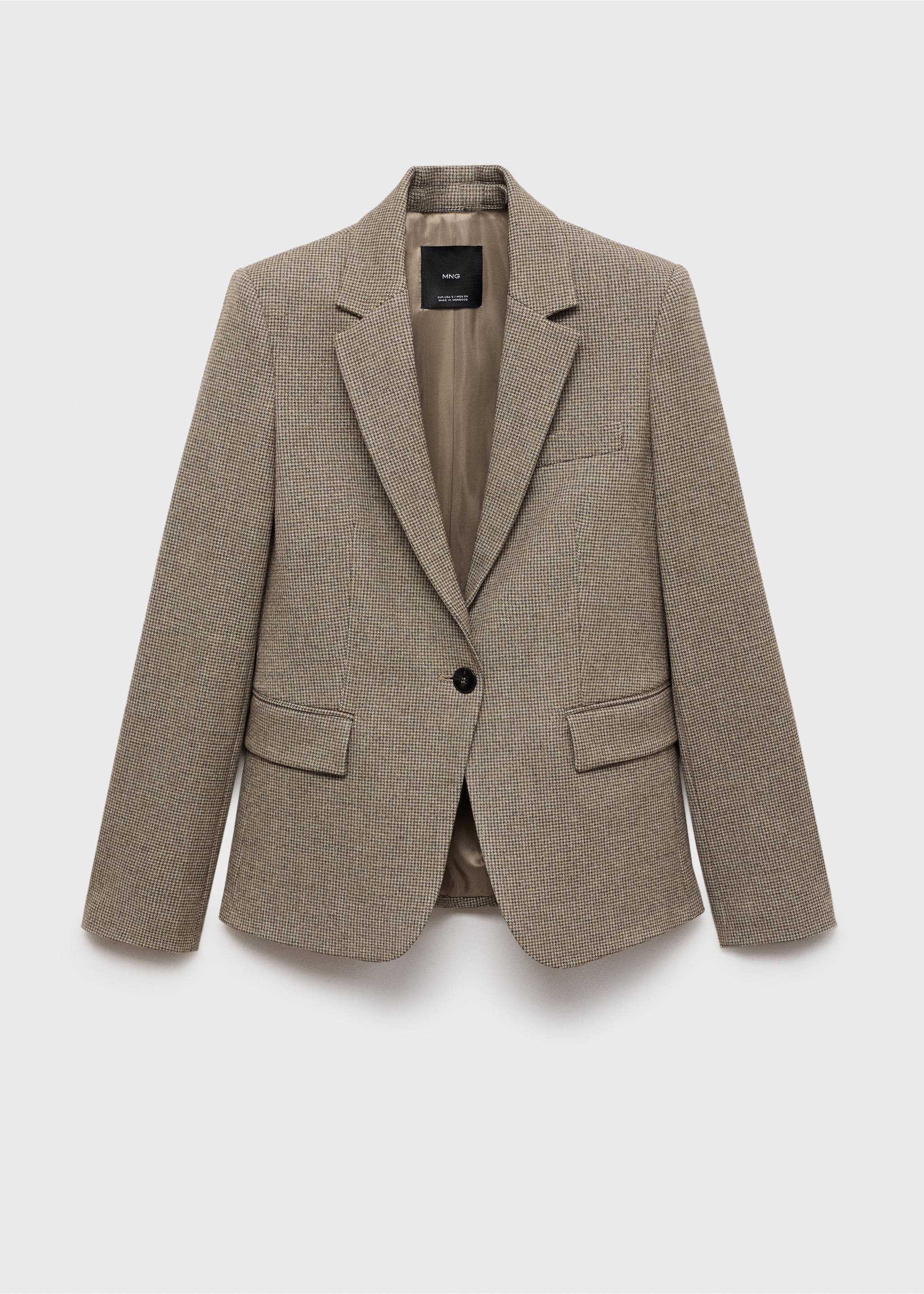 Taillierter Blazer mit Mikro-Hahnentrittmuster - Artikel ohne Model, Braun. Ref: 87040452-00.