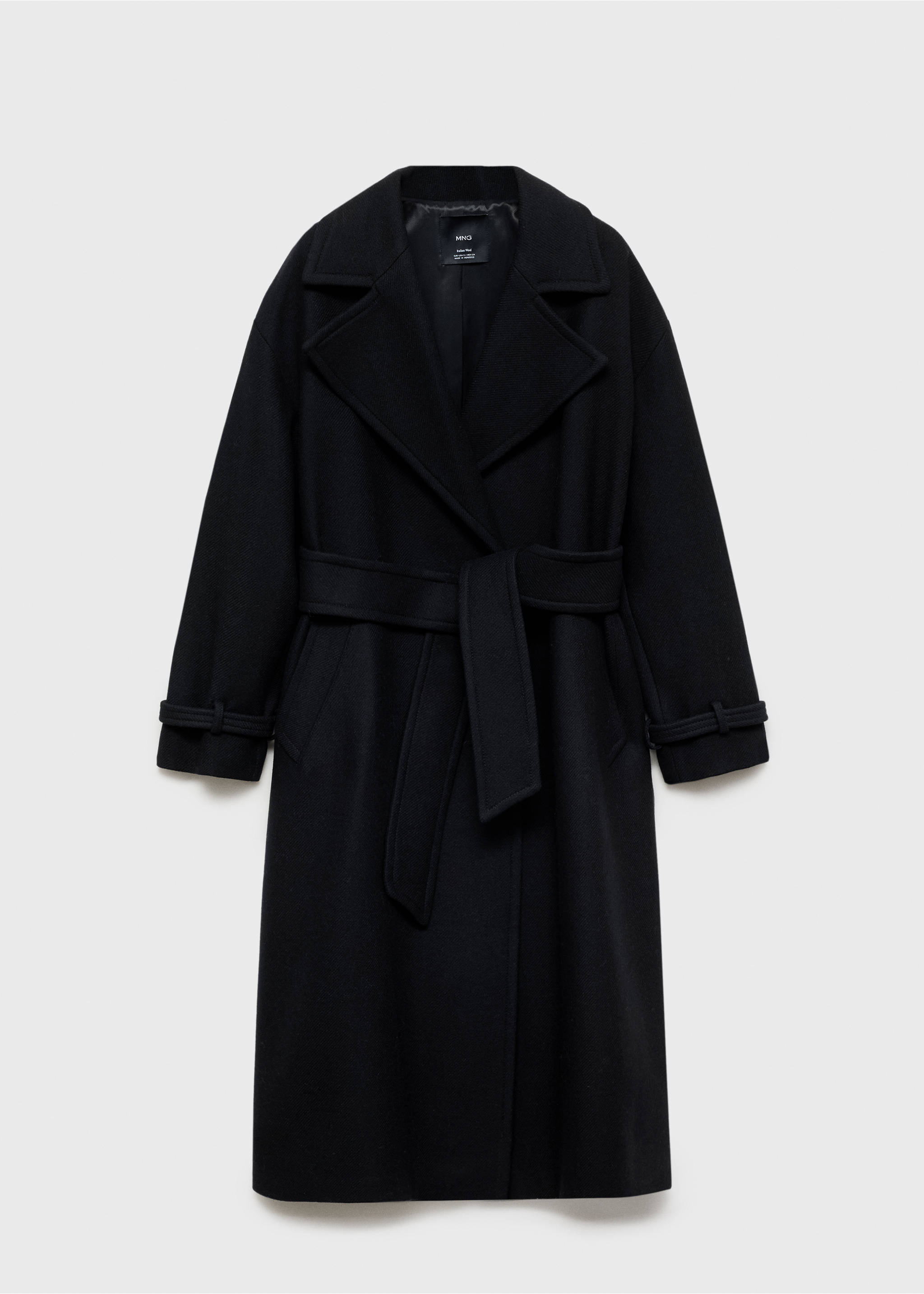 Manteco wool coat with oversized lapels - Article without model, Black. Ref: 87040454-00.