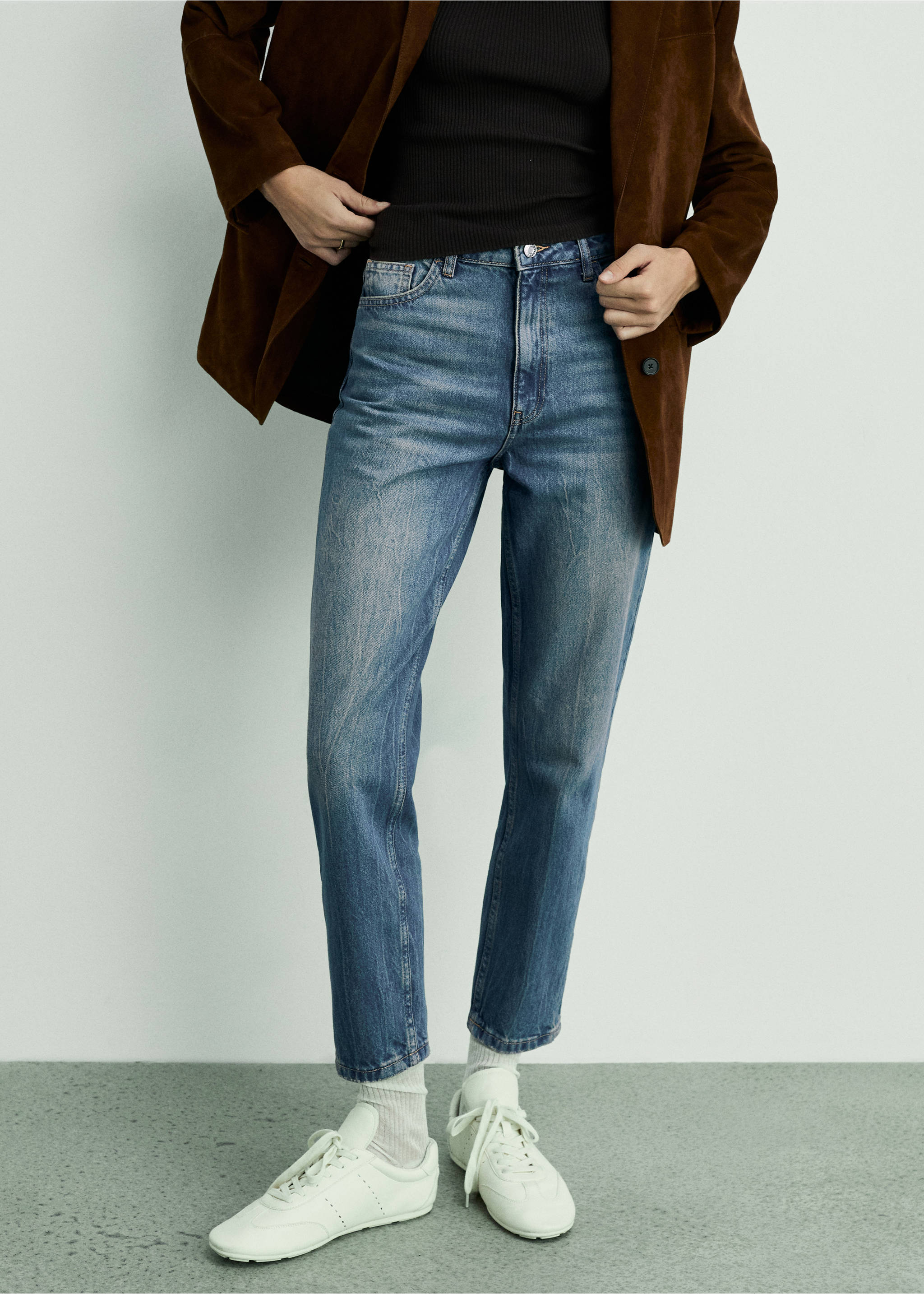 Jeans Mom2000 mom tiro alto - Plano medio, Azul oscuro vintage. Ref: 87040574-00.