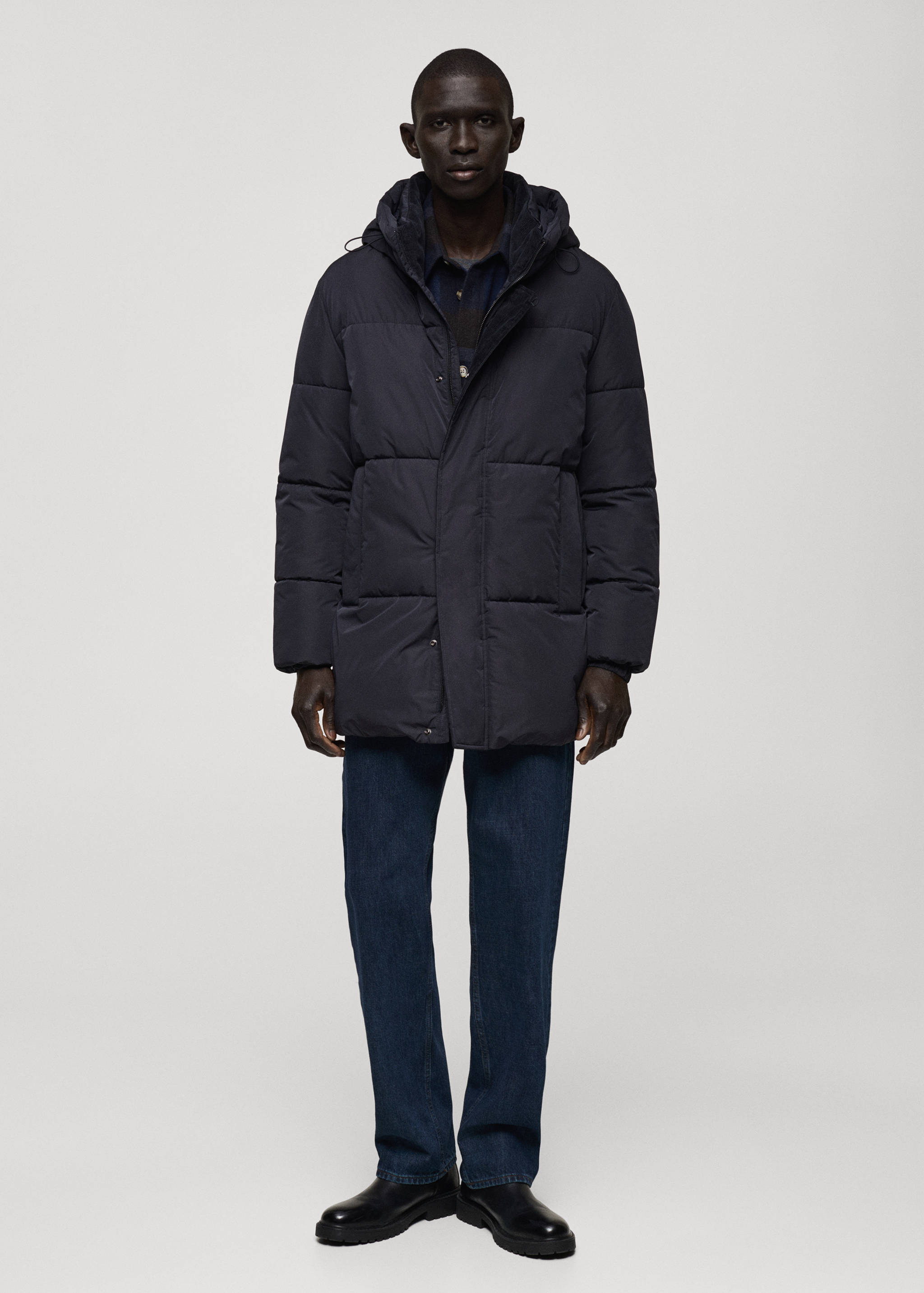 Anorak matelassé capuche résistant à l’eau - Plan général