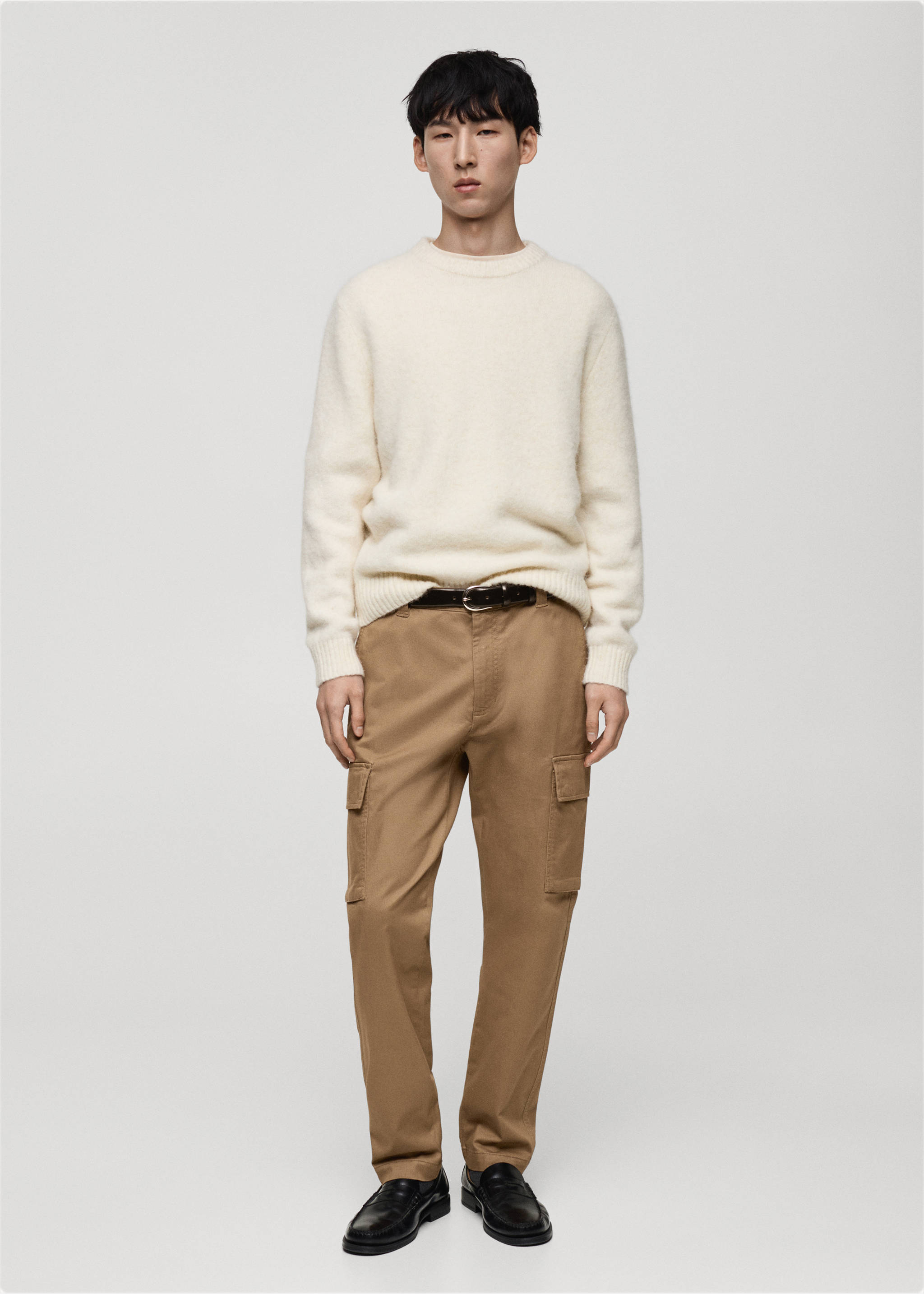 Pantalón cargo algodón regular fit - Plano general, Marrón medio. Ref: 87040576-00.