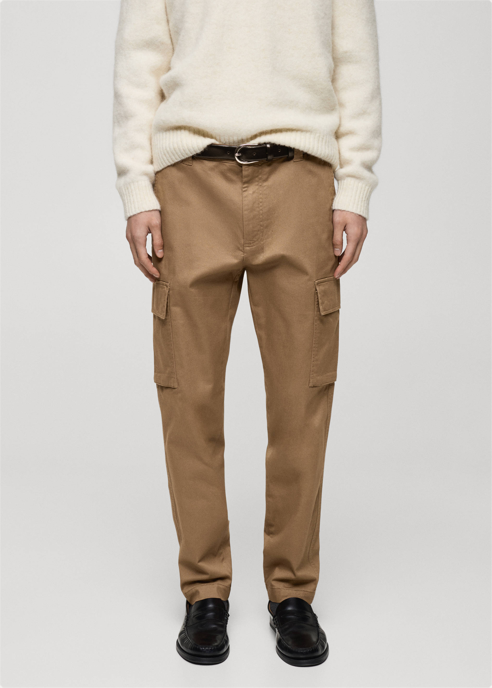 Pantalons cargo cotó regular fit - Pla mig