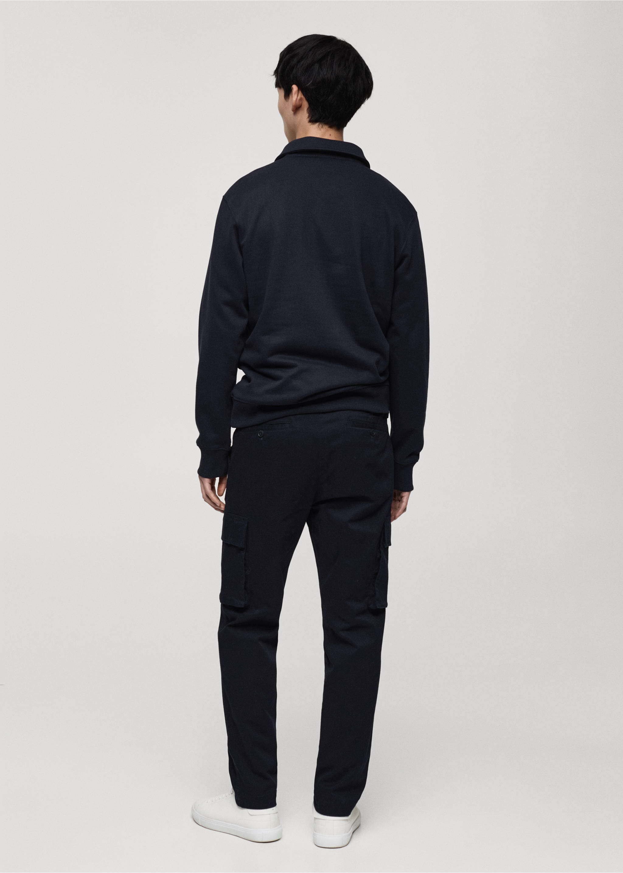 Pantalon cargo coton regular-fit - Verso de l’article, Bleu marine foncé. Ref: 87040576-00.