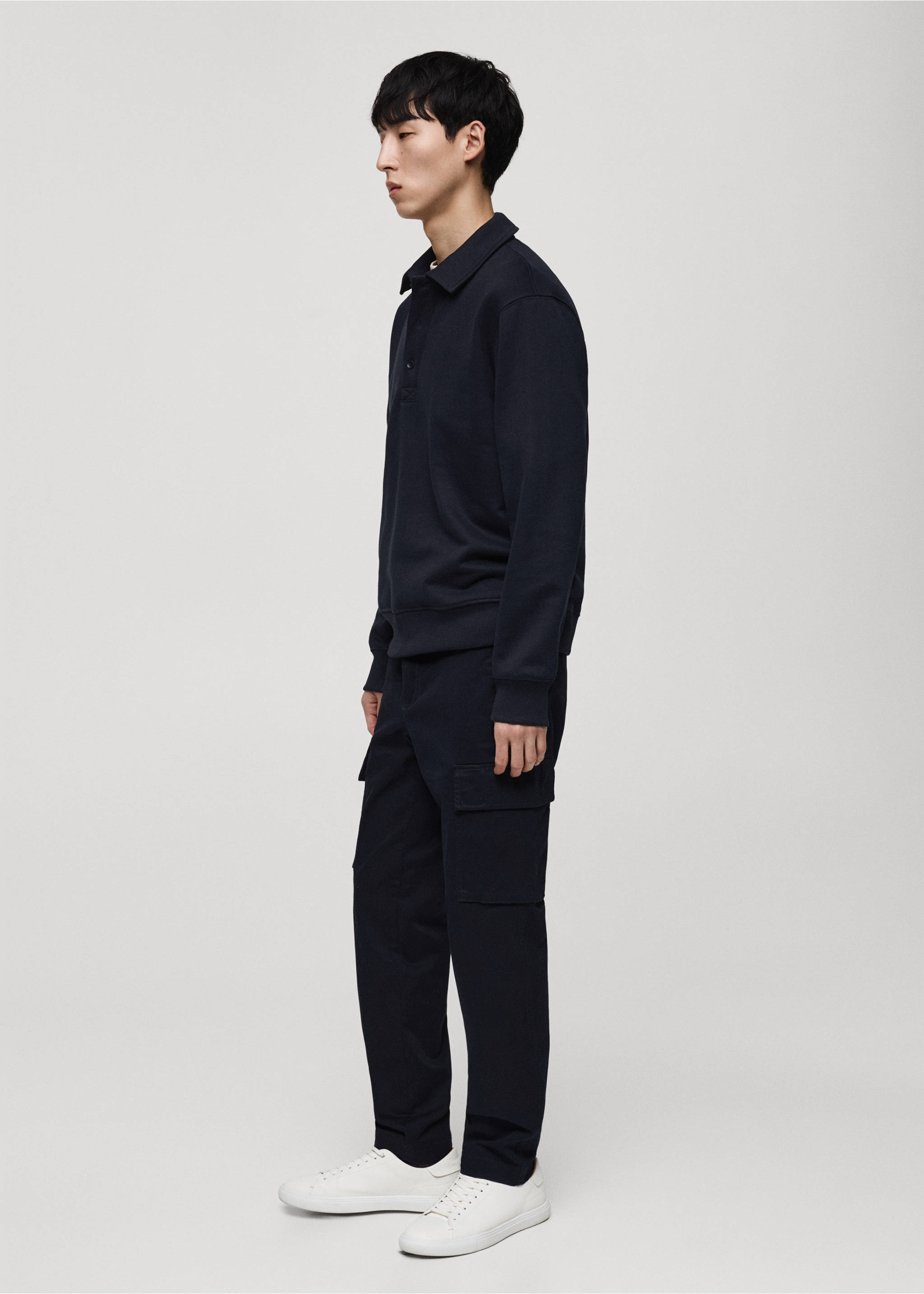 Pantalon cargo coton regular-fit - Détail de l'article 2, Bleu marine foncé. Ref: 87040576-00.
