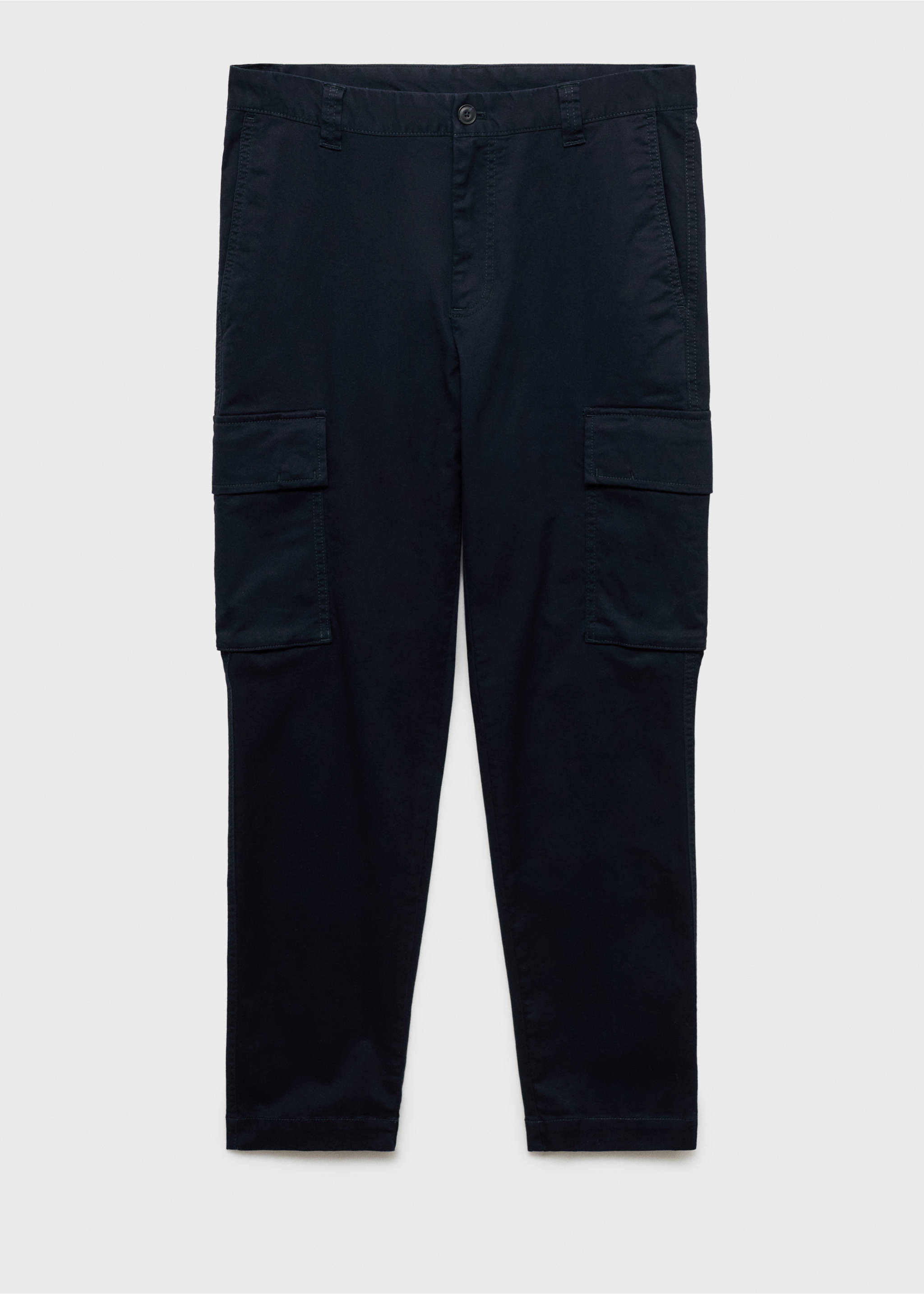 Pantalon cargo coton regular-fit - Article sans modèle, Bleu marine foncé. Ref: 87040576-00.