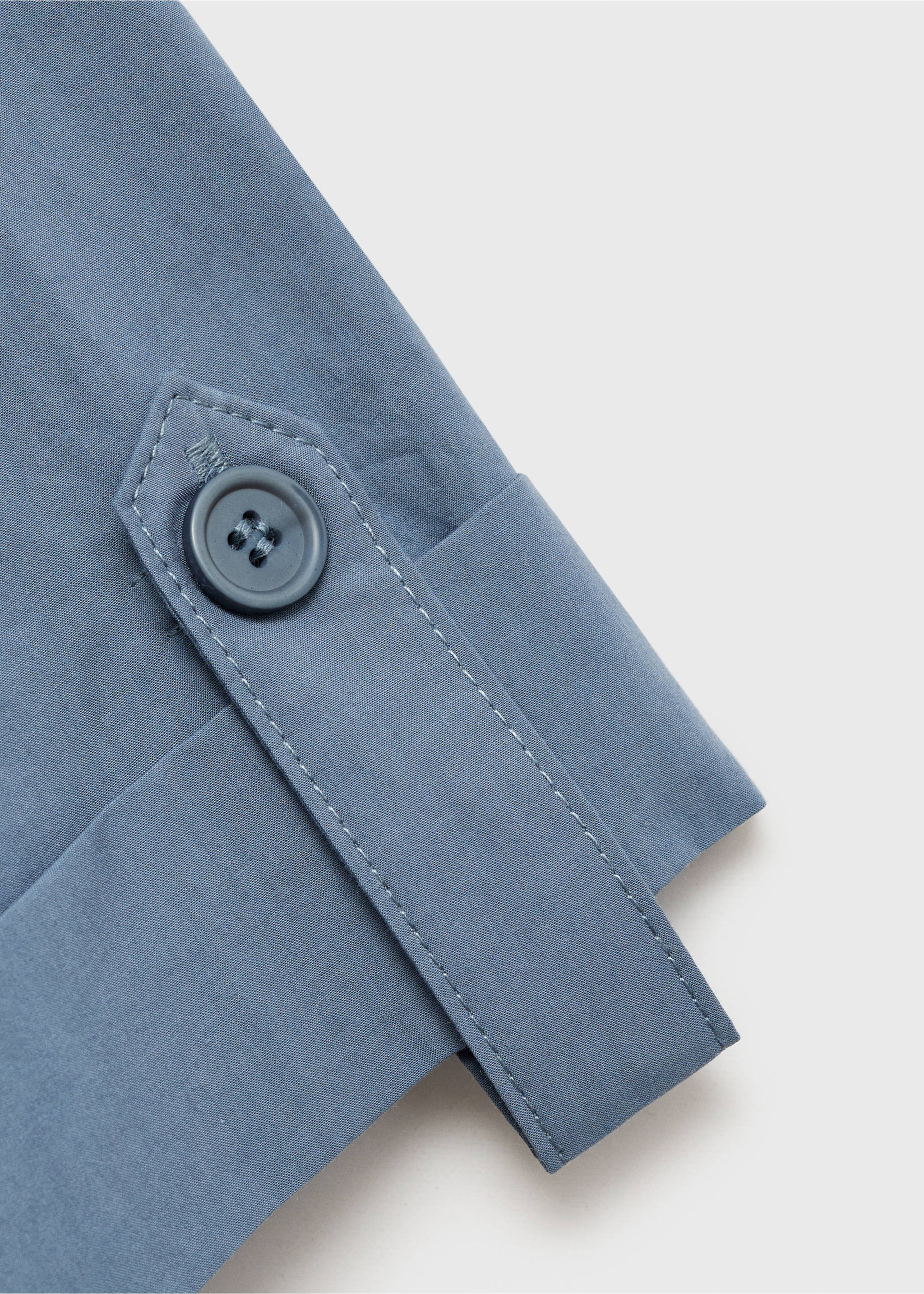 Chest-pocket cotton blouse - Details of the article 0, Blue. Ref: 87040579-00.