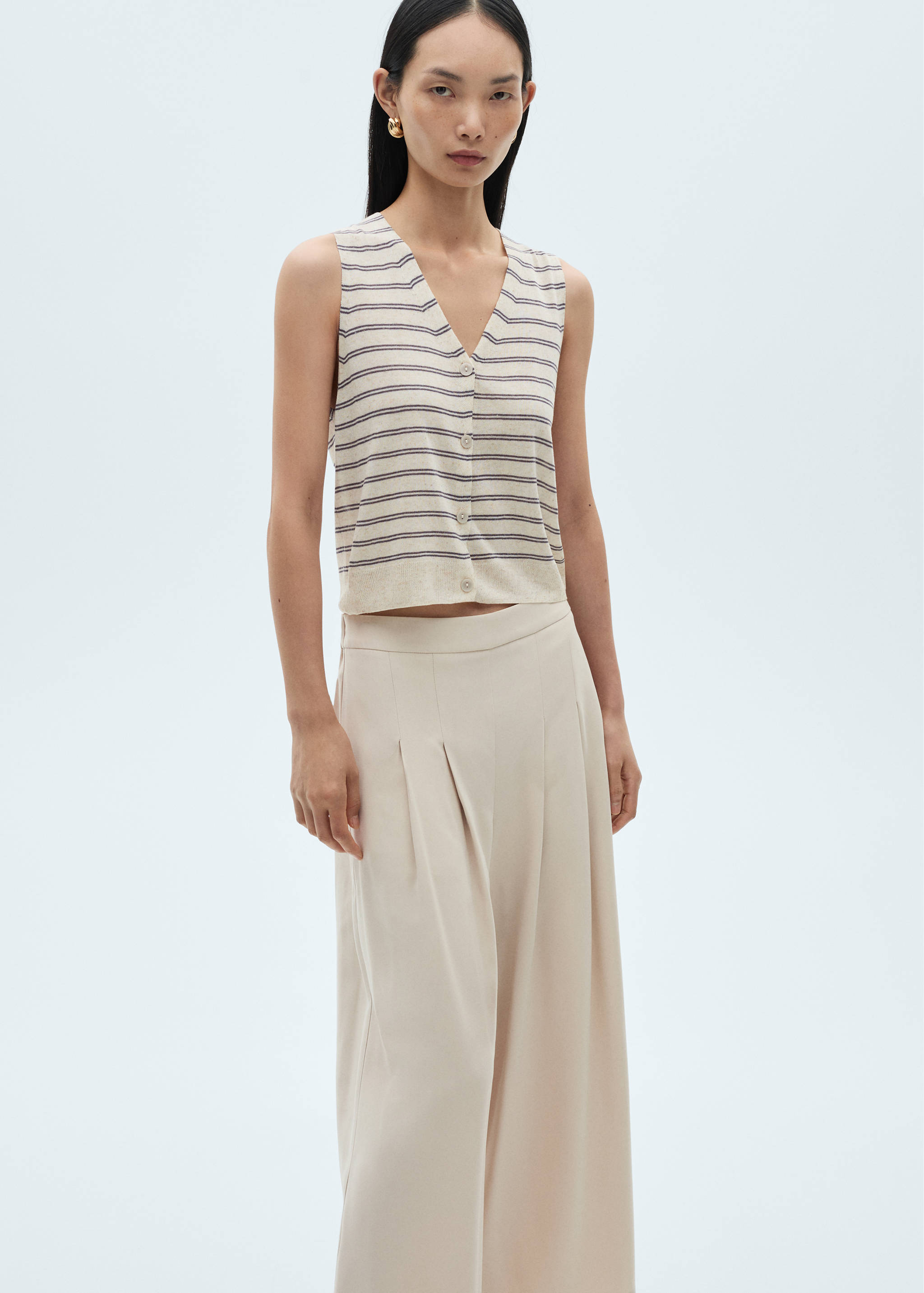 Pantaloni wide-leg cu pense - Detaliu al articolului 1