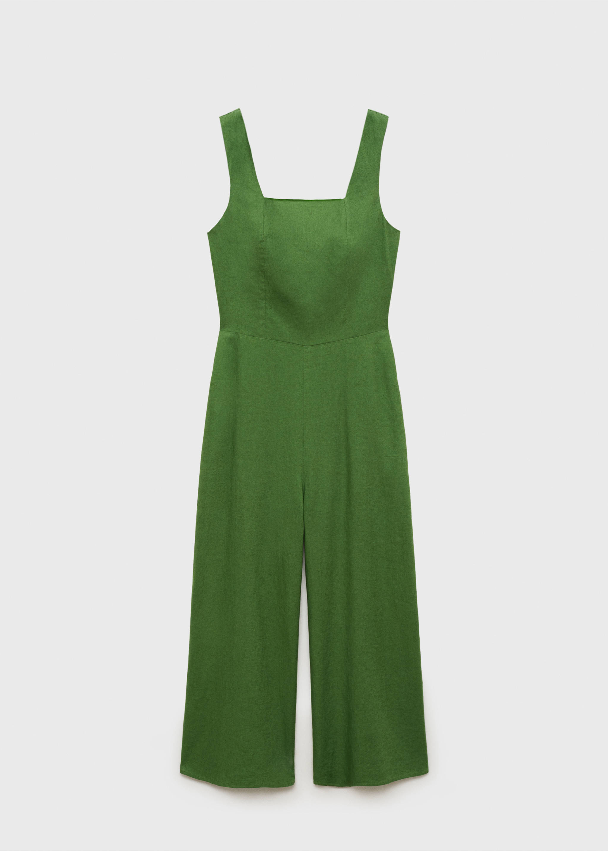 Straight-fit linen jumpsuit - Article without model, Green. Ref: 87040590-00.