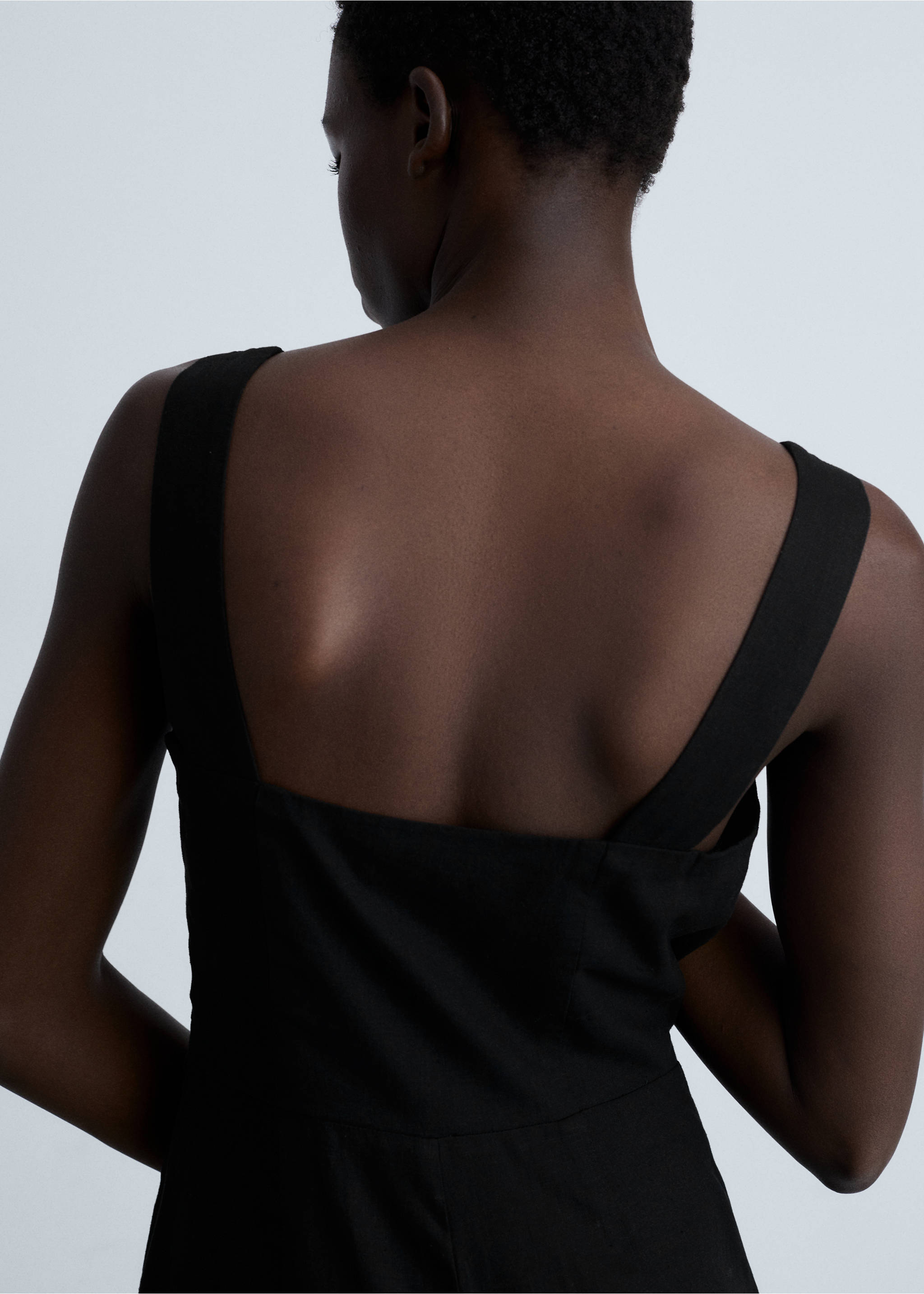 Rak jumpsuit i linne - Detaljer om artikeln 6, Svart. Ref: 87040590-00.