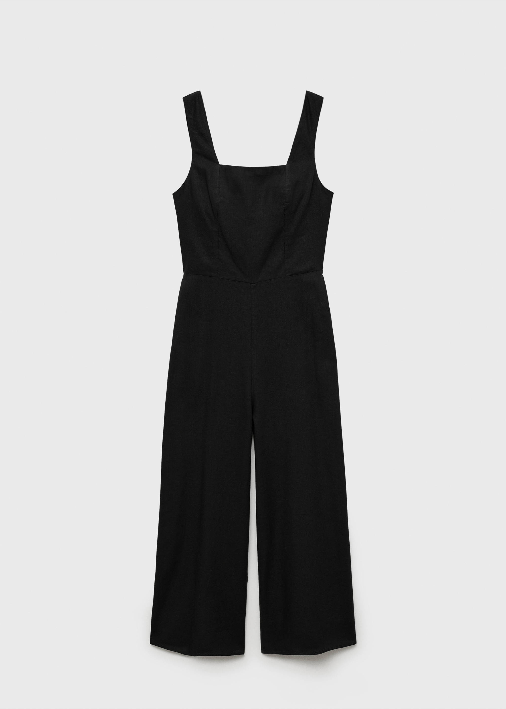 Rak jumpsuit i linne - Artikel utan modell, Svart. Ref: 87040590-00.