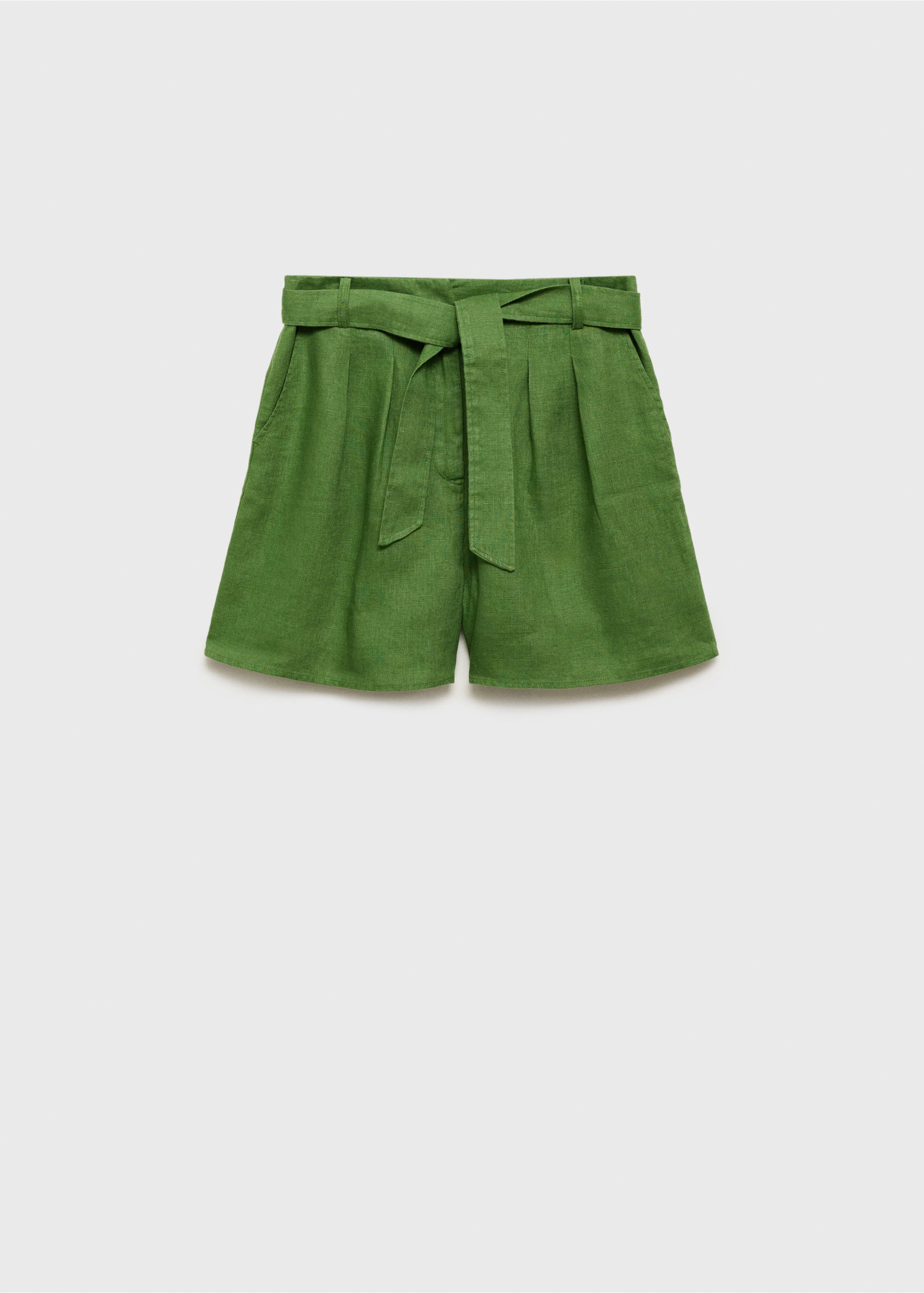 Linen shorts with belt - Article without model, Green. Ref: 87040591-00.