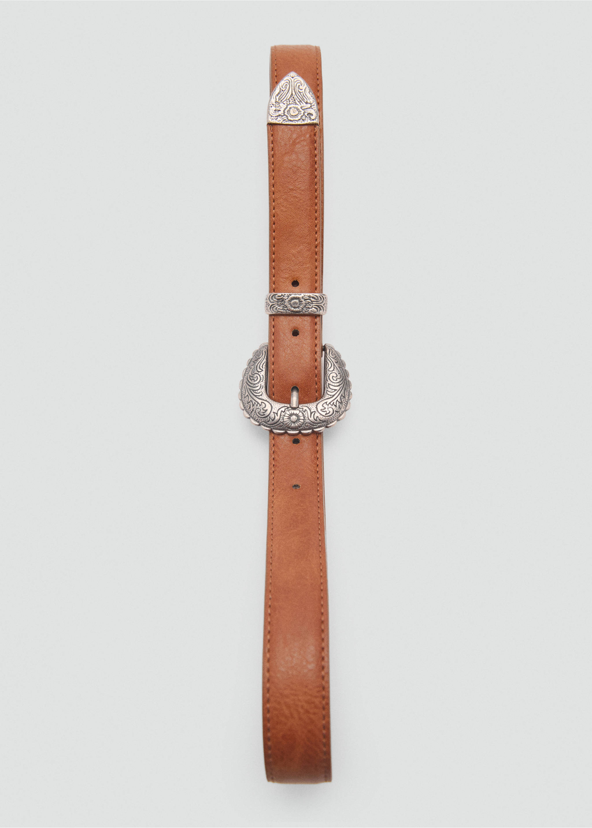 Ceinture boucle en relief - Détail de l'article 2, Marron. Ref: 87040594-00.