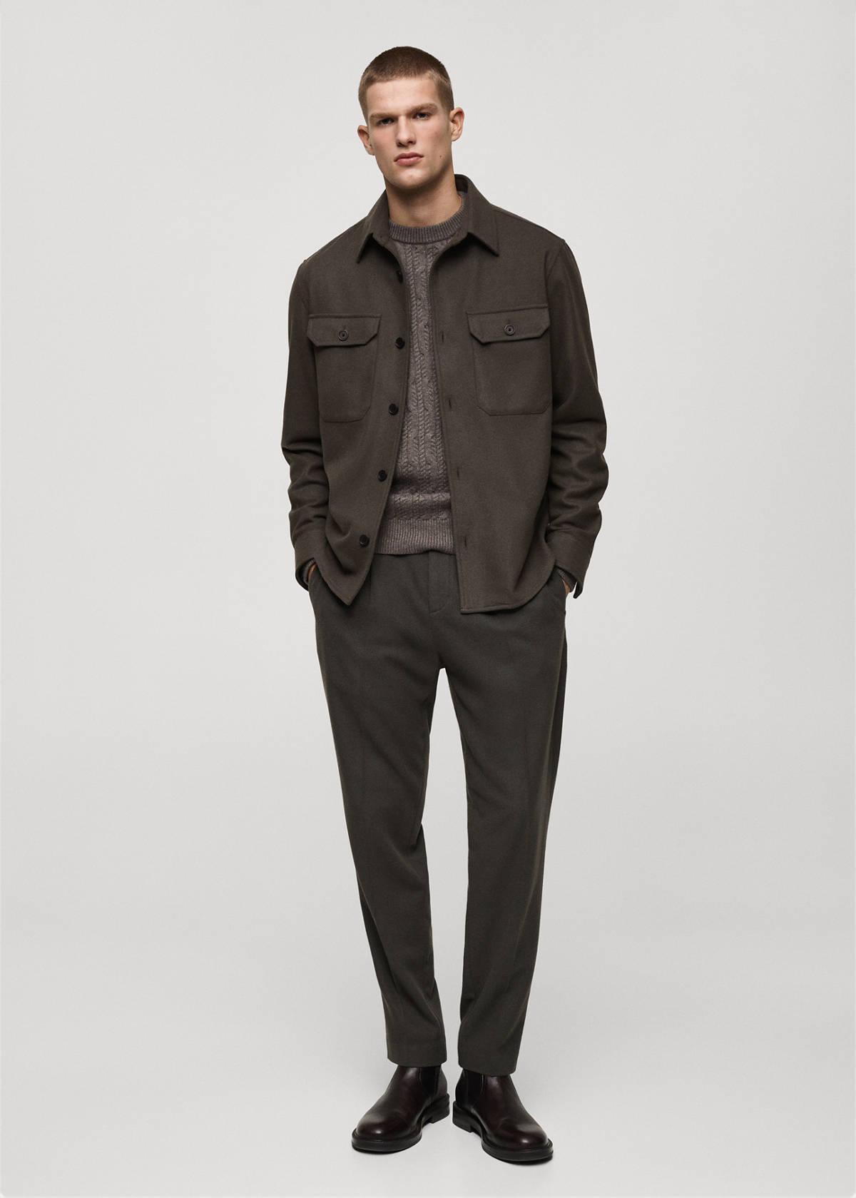 Wool-blend flannel overshirt