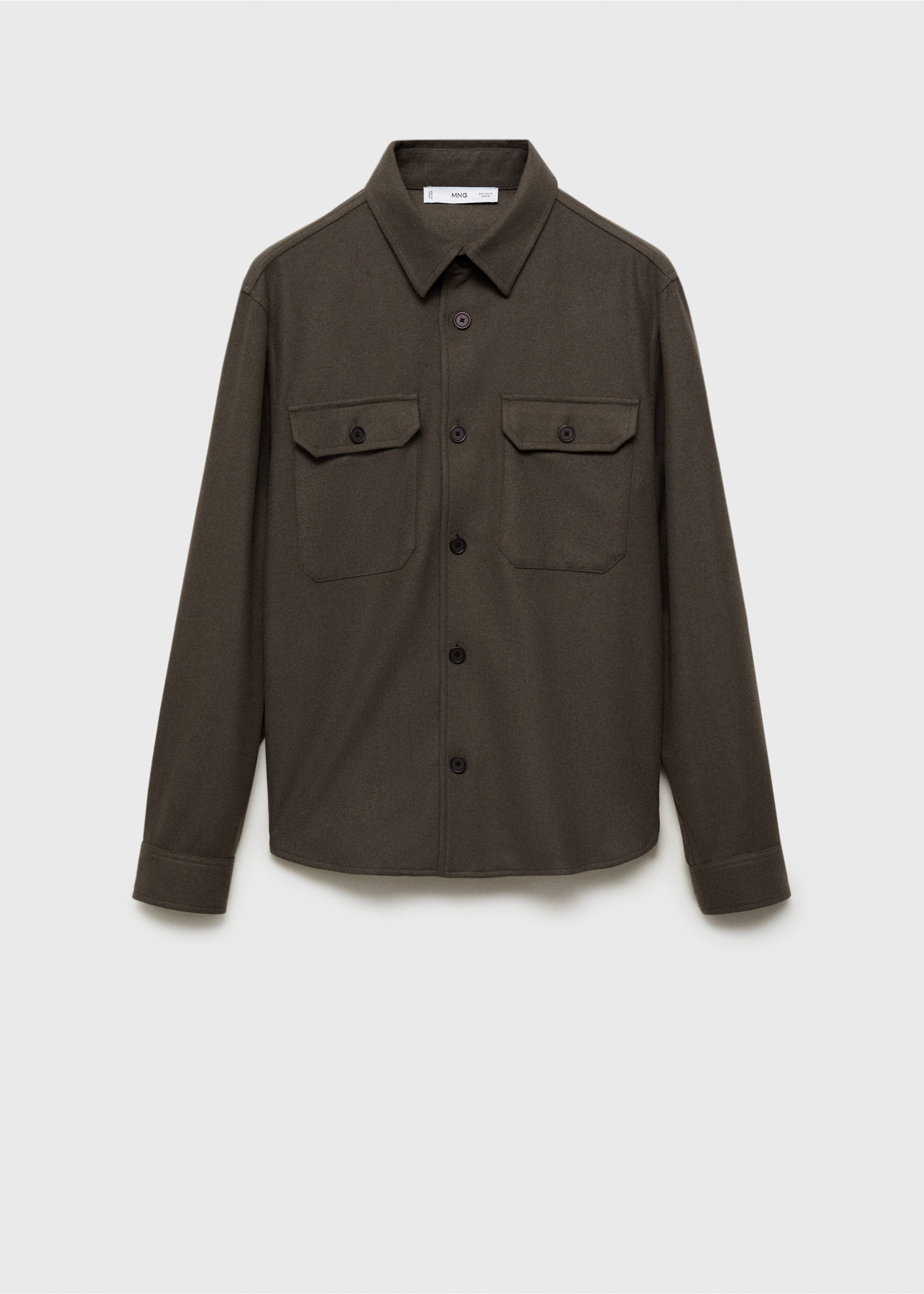 Wool-blend flannel overshirt - Article without model, Khaki. Ref: 87040597-00.