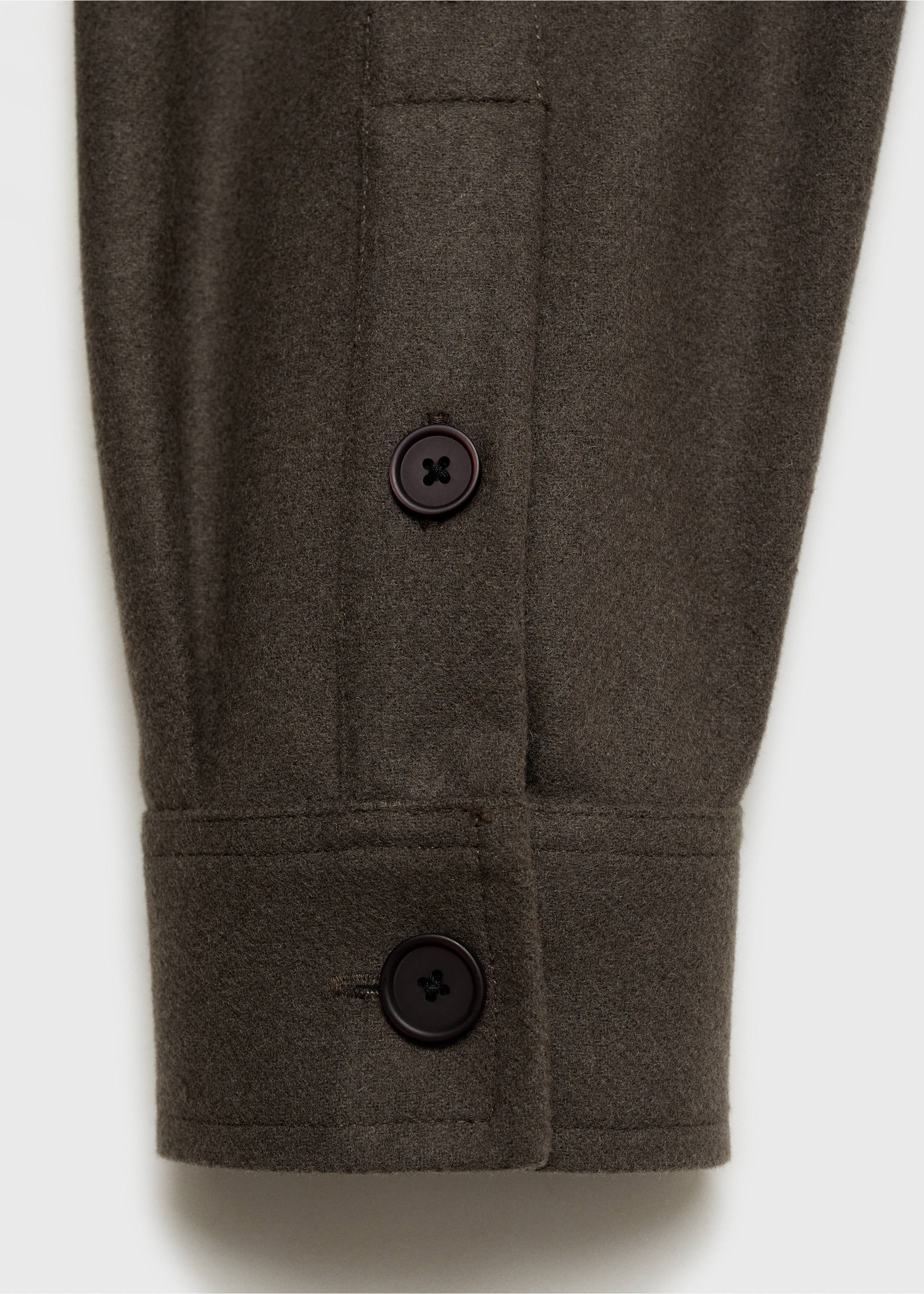 Wool-blend flannel overshirt - Details of the article 0, Khaki. Ref: 87040597-00.