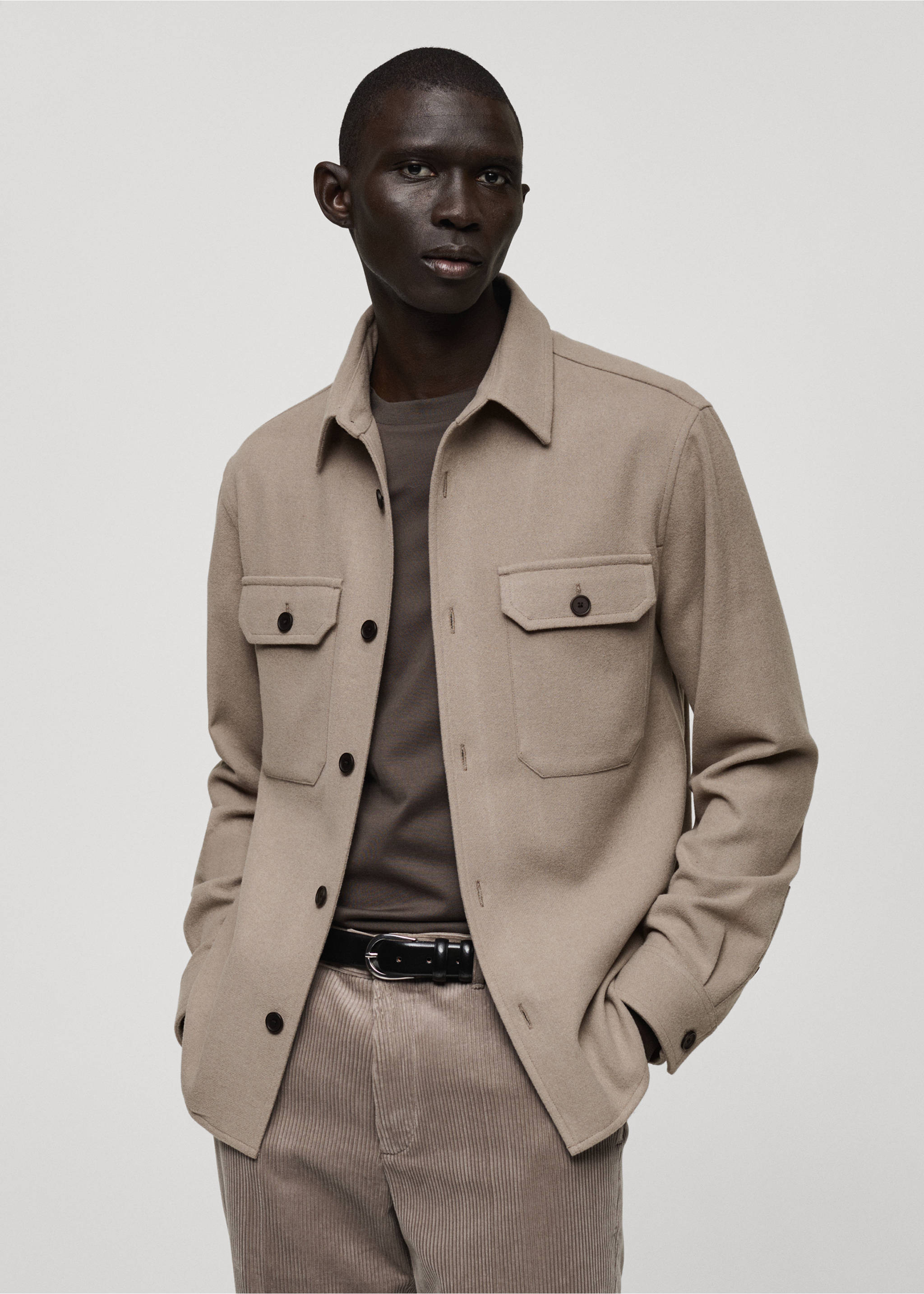 Flanell-Overshirt aus Wollgemisch - Mittlere Ansicht, Grau. Ref: 87040597-00.