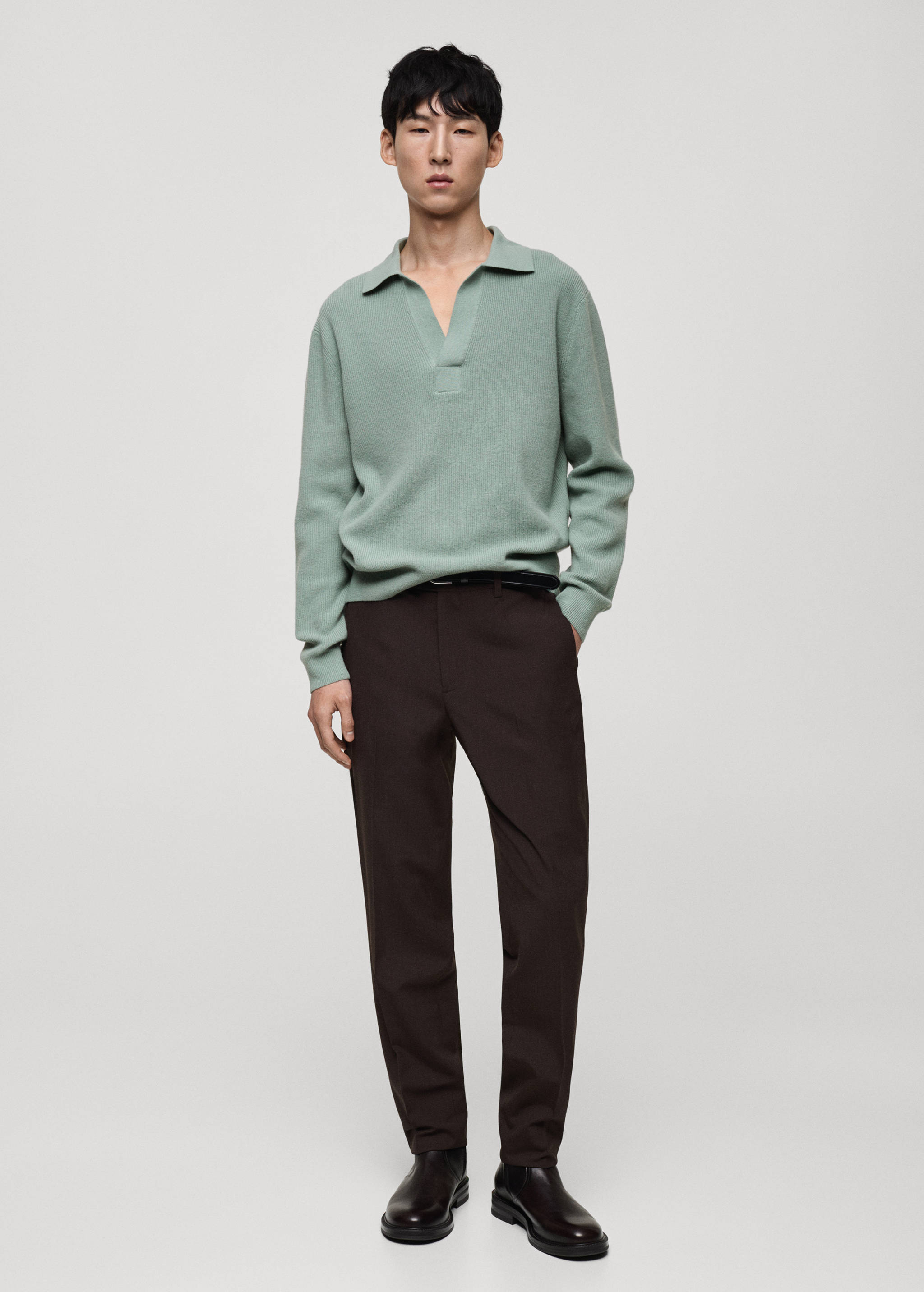 Polo-Stricksweatshirt aus Wollgemisch - Allgemeine Ansicht