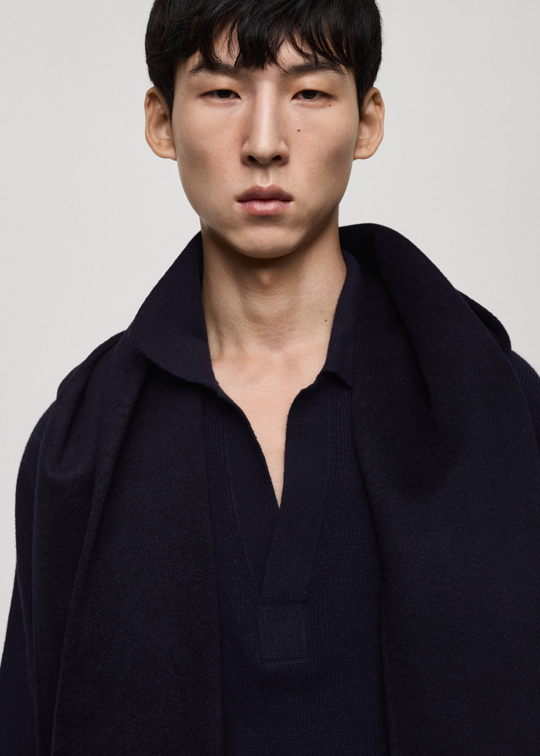 Knitted wool blend polo sweater - Details of the article 1