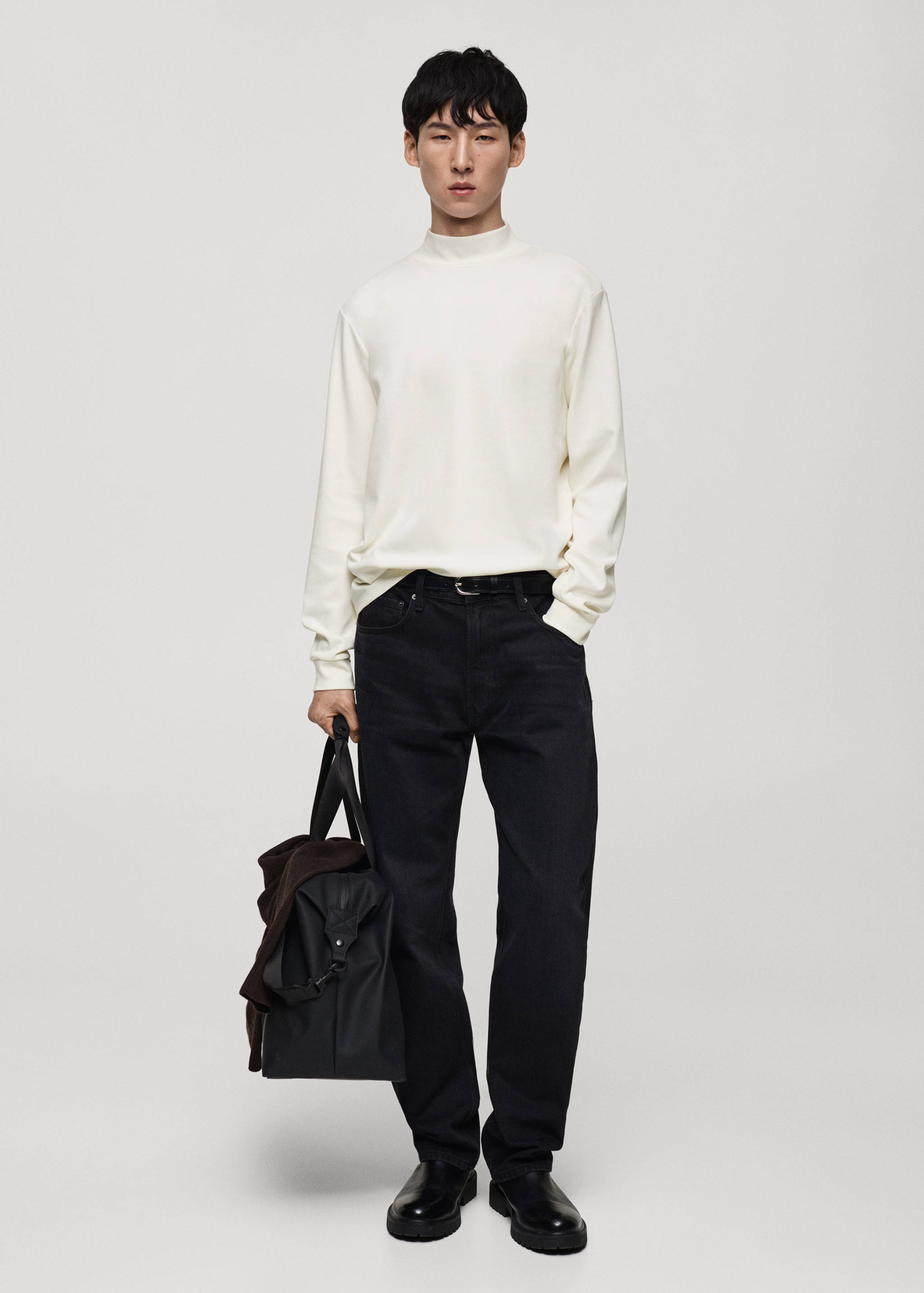 Langärmliges T-Shirt mit halbhohem Kragen - Allgemeine Ansicht