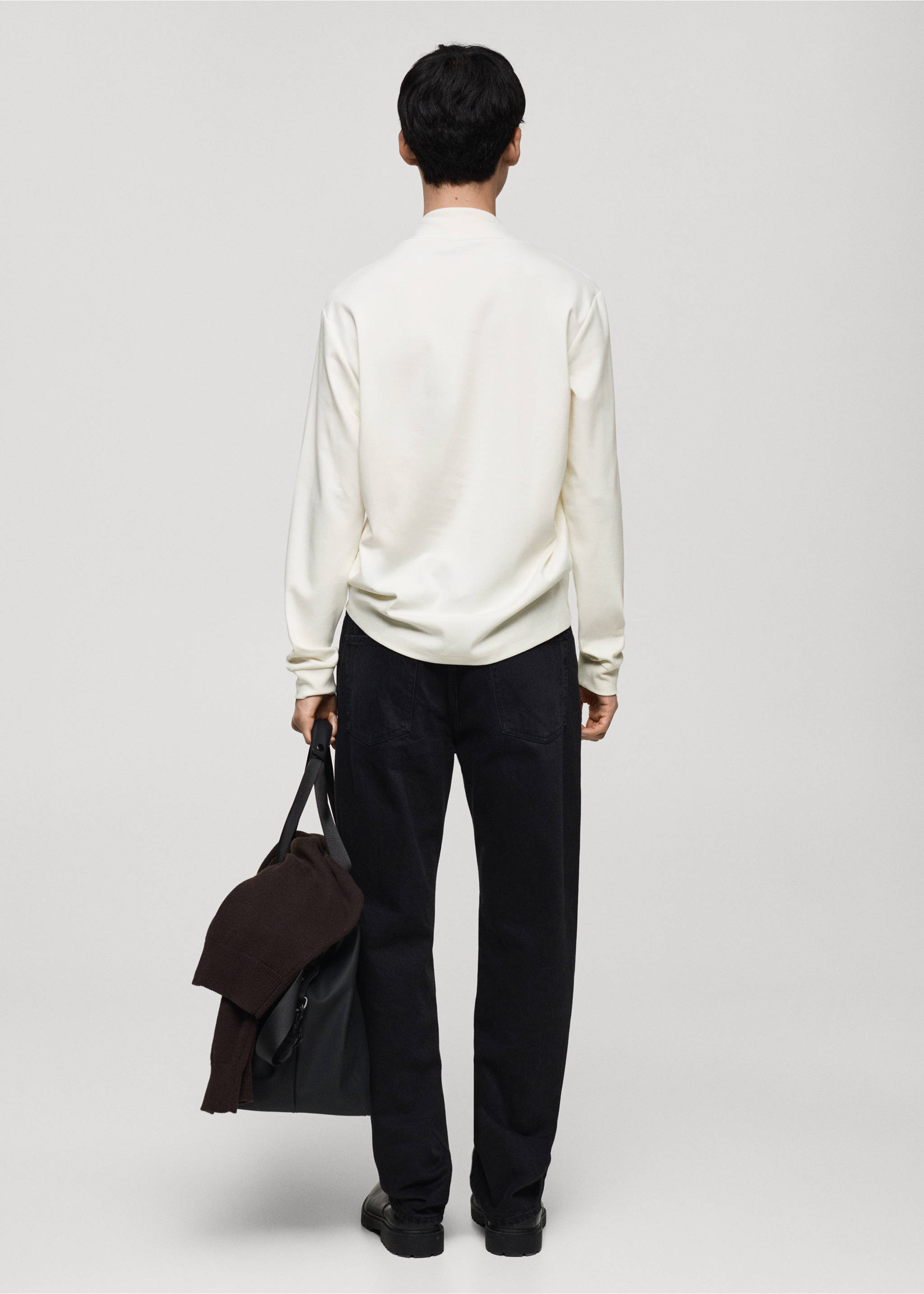 Camiseta manga larga cuello perkins - Reverso del artículo, Crudo. Ref: 87040601-00.