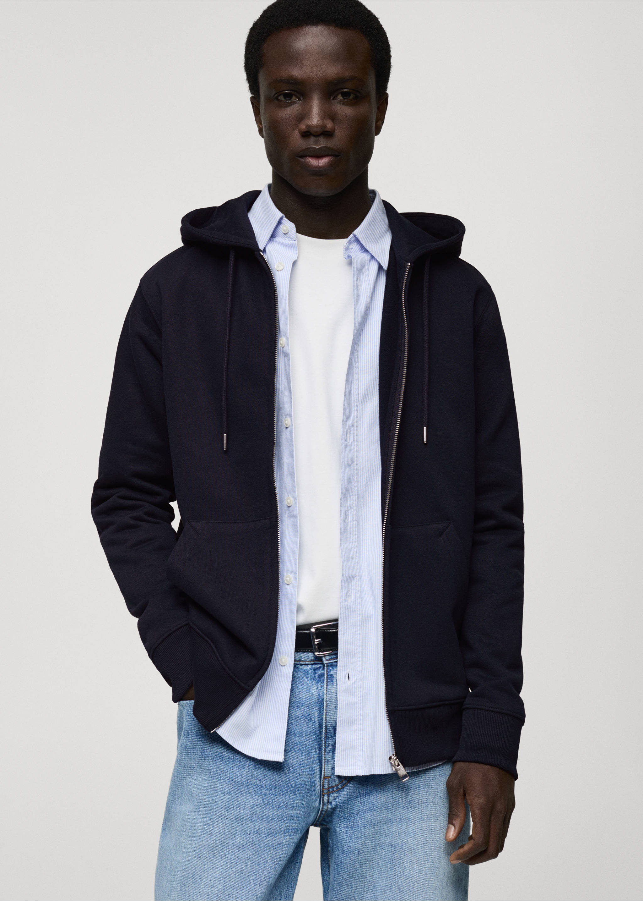 Regular Fit-Kapuzensweatshirt - Mittlere Ansicht, Dunkles Marineblau. Ref: 87040602-00.