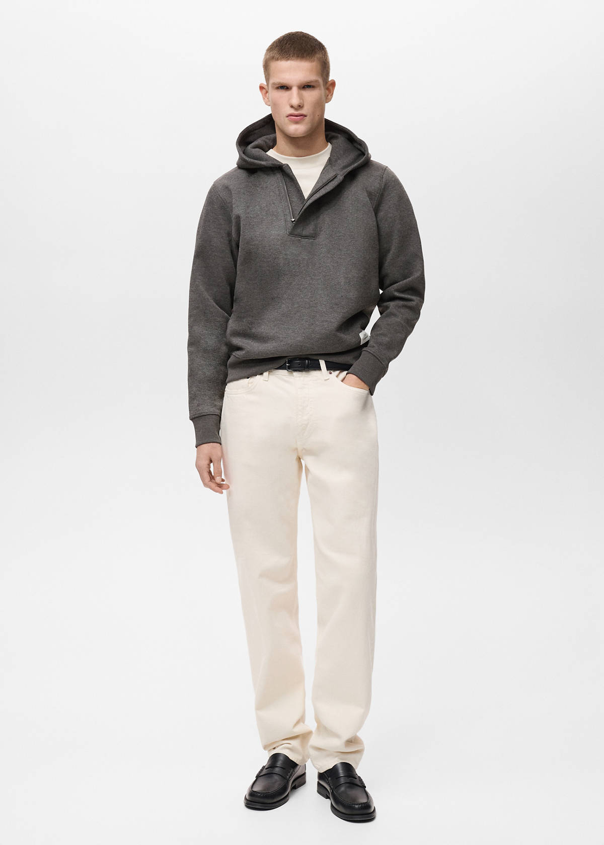 Zipper neck hooded sweatshirt