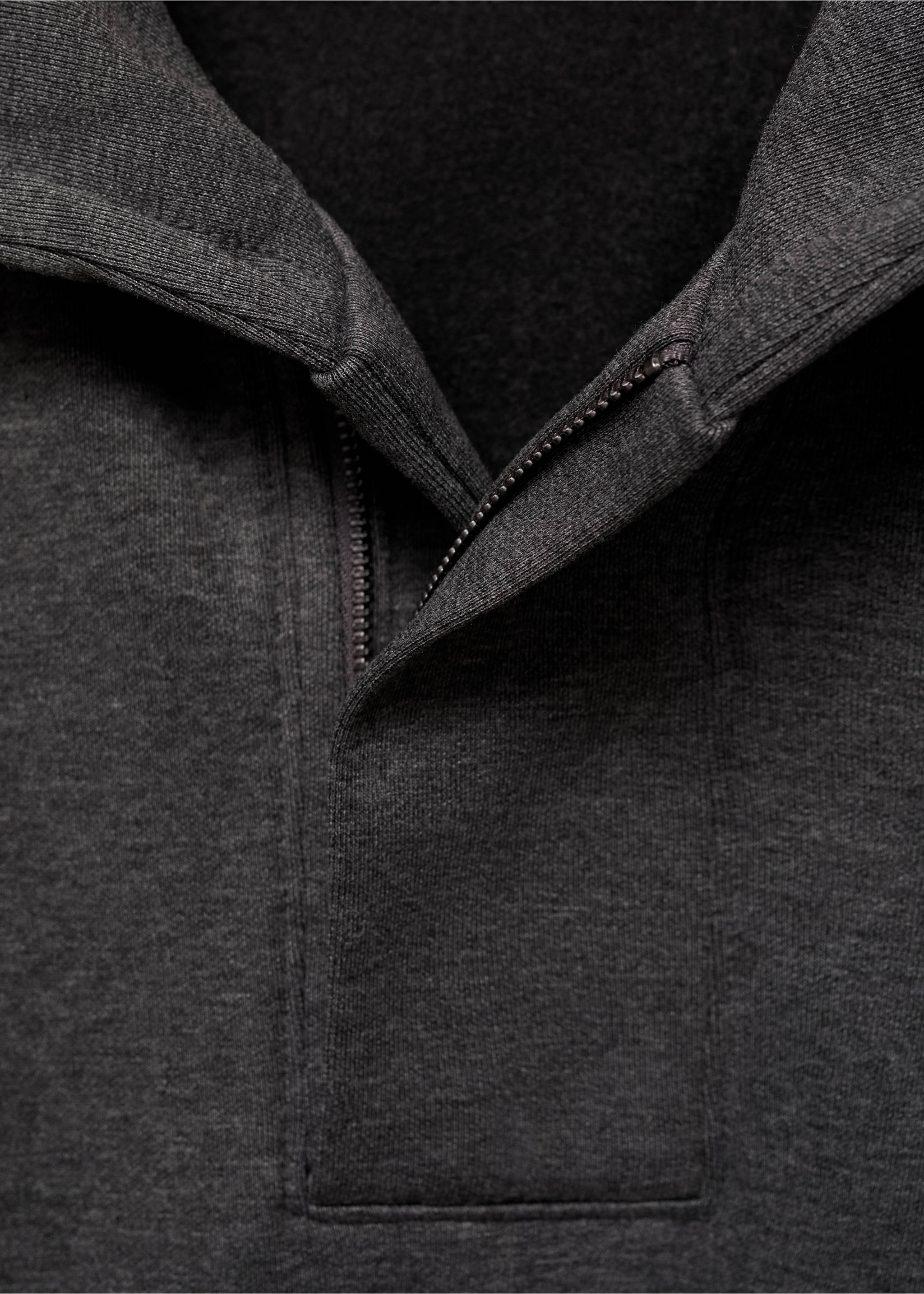 Hoodie mit Zip-Kragen - Detail des Artikels 8, Mittelgrau meliert. Ref: 87040603-00.
