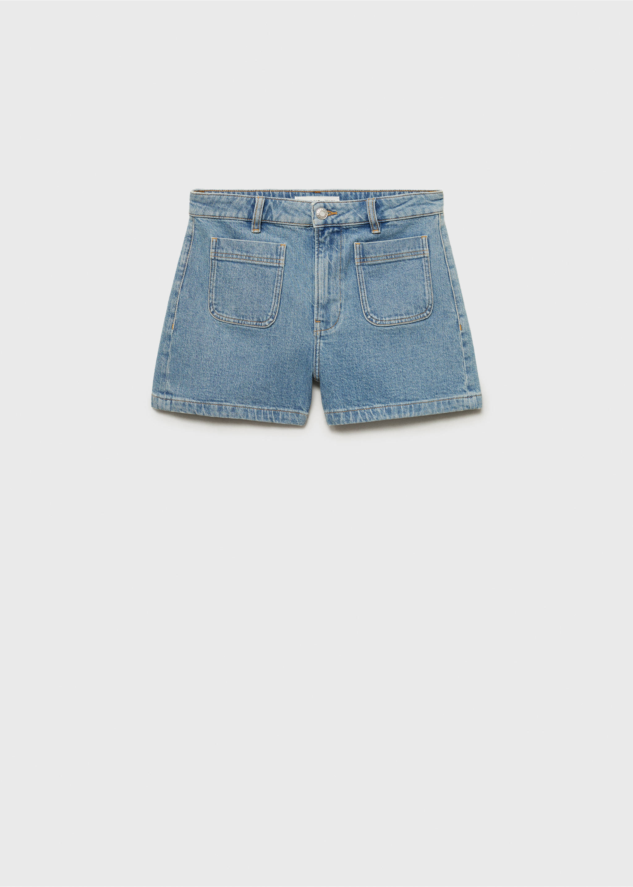 Shorts denim tiro alto bolsillos - Artículo sin modelo, Azul medio. Ref: 87040604-00.