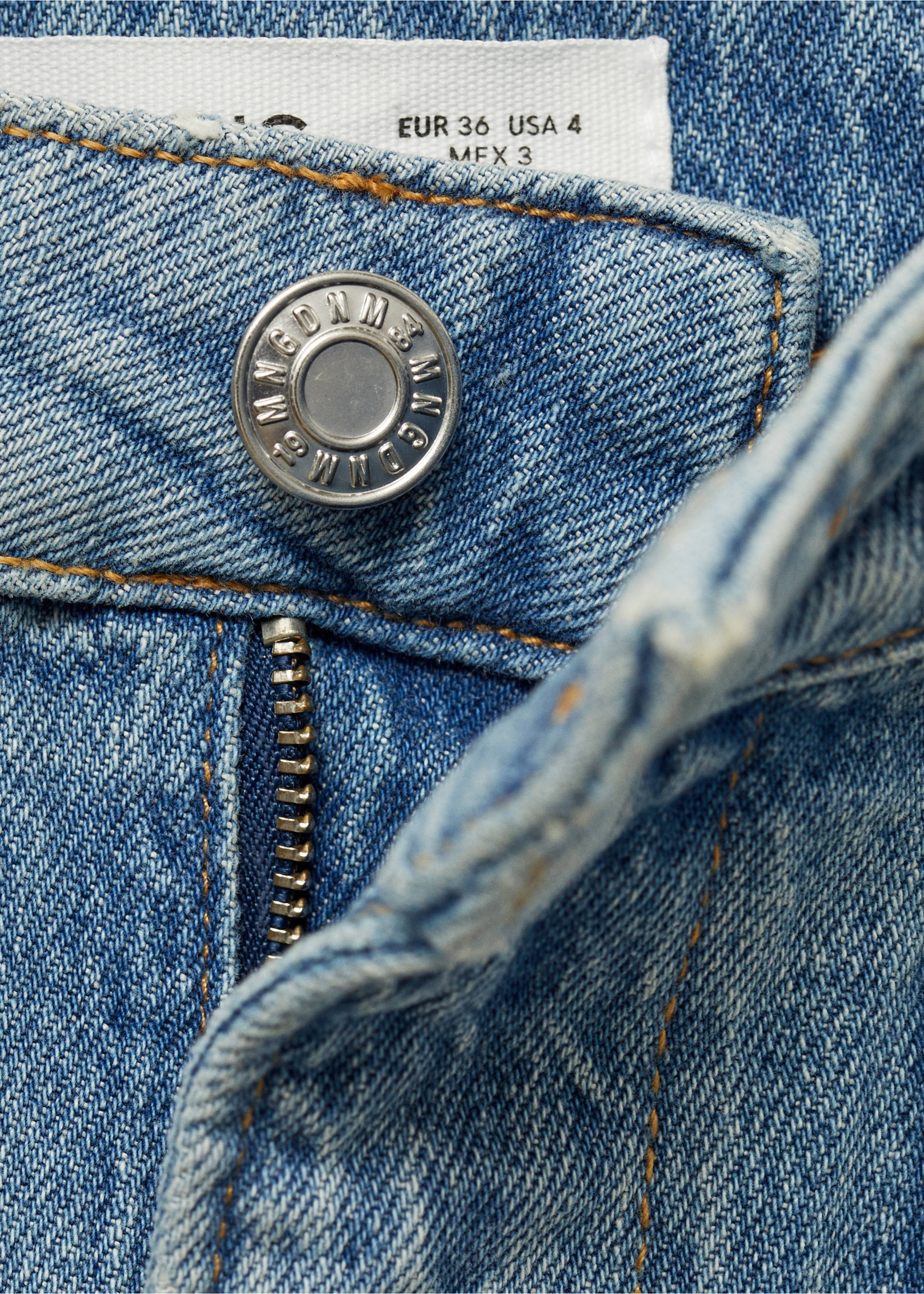 Shorts denim tiro alto bolsillos - Detalle del artículo 8, Azul medio. Ref: 87040604-00.