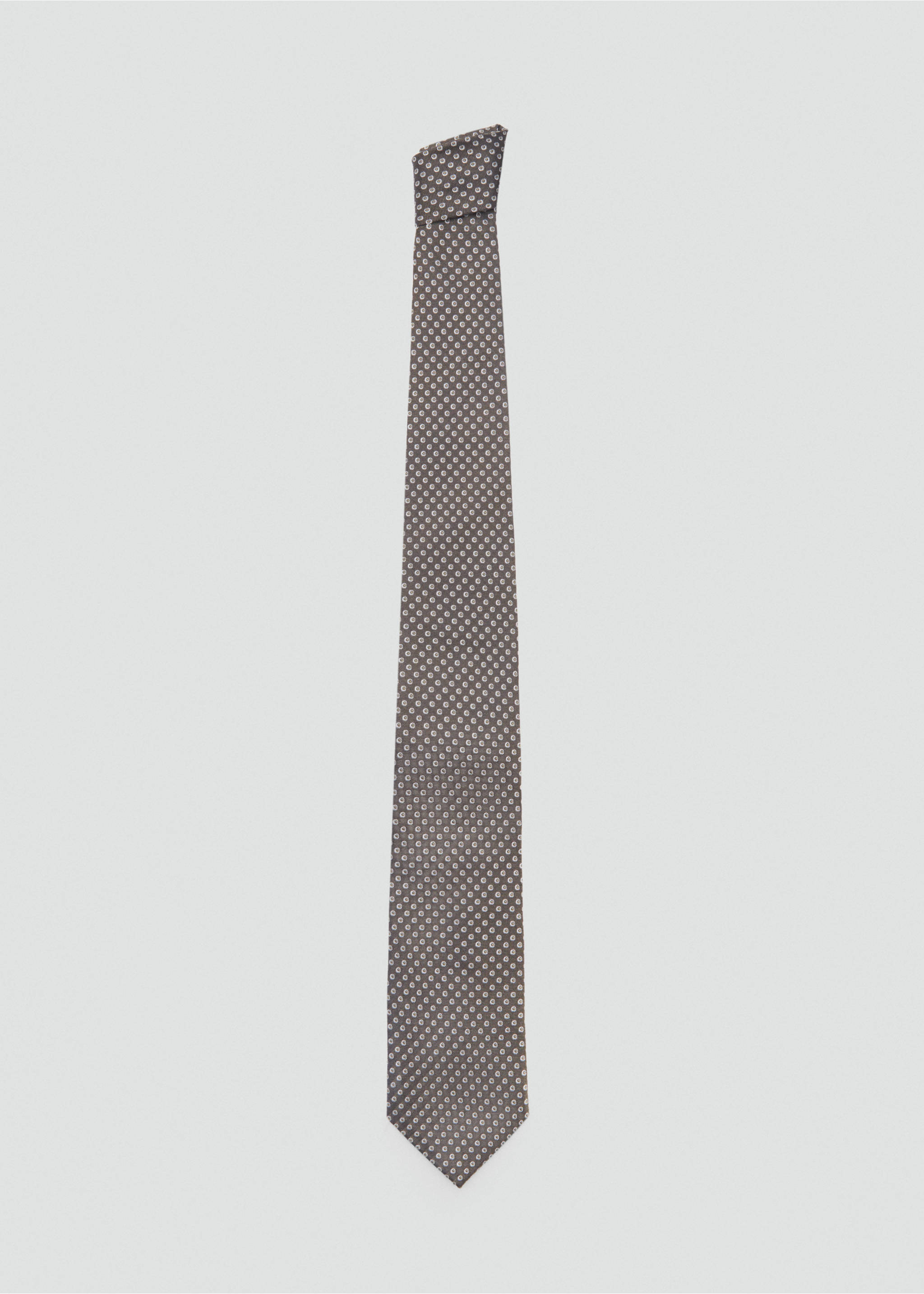Geometric patterned silk tie - Article without model, Khaki. Ref: 87040609-00.