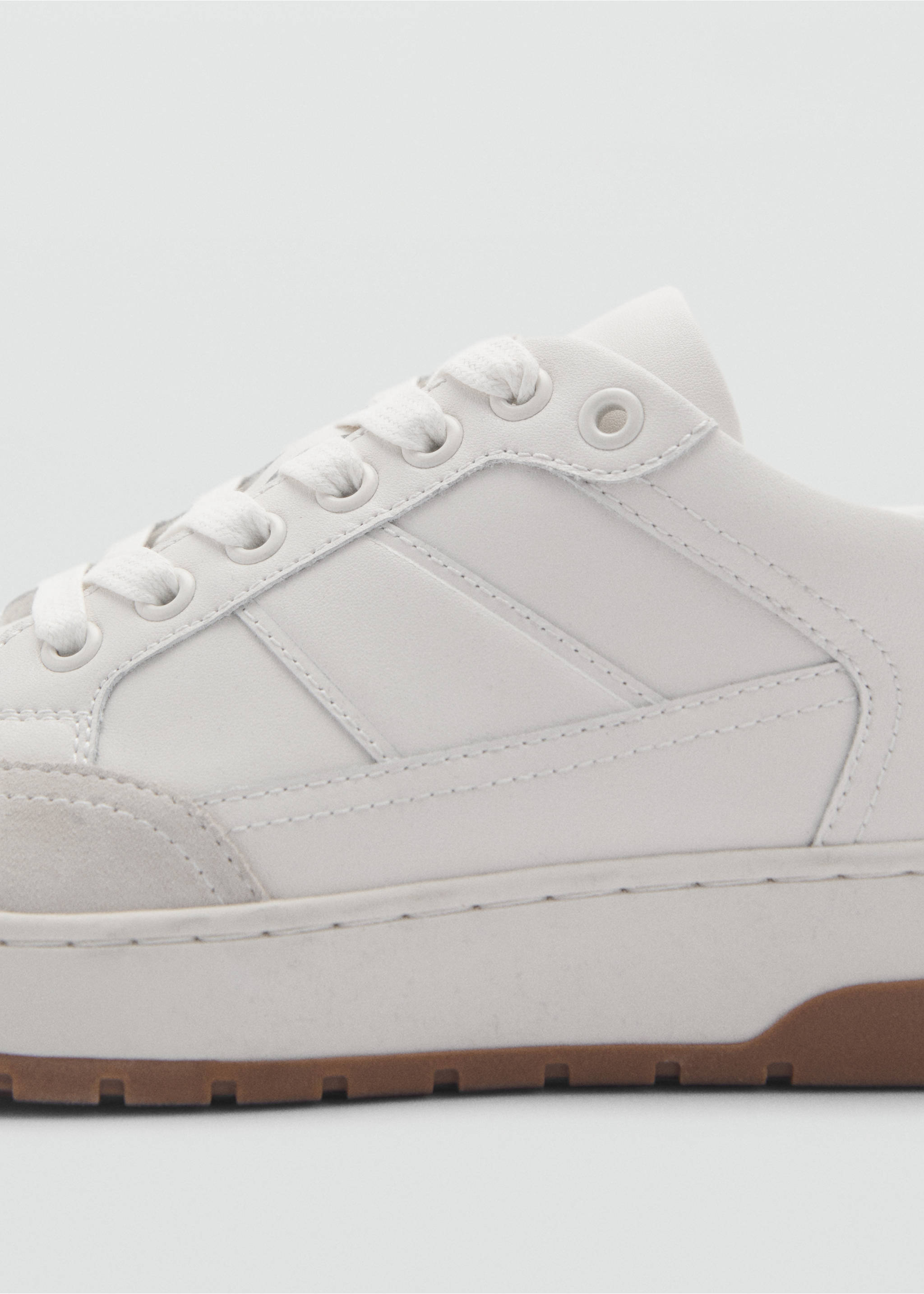 Kombinierter Leder-Sneaker - Detail des Artikels 3, Weiß. Ref: 87040613-00.