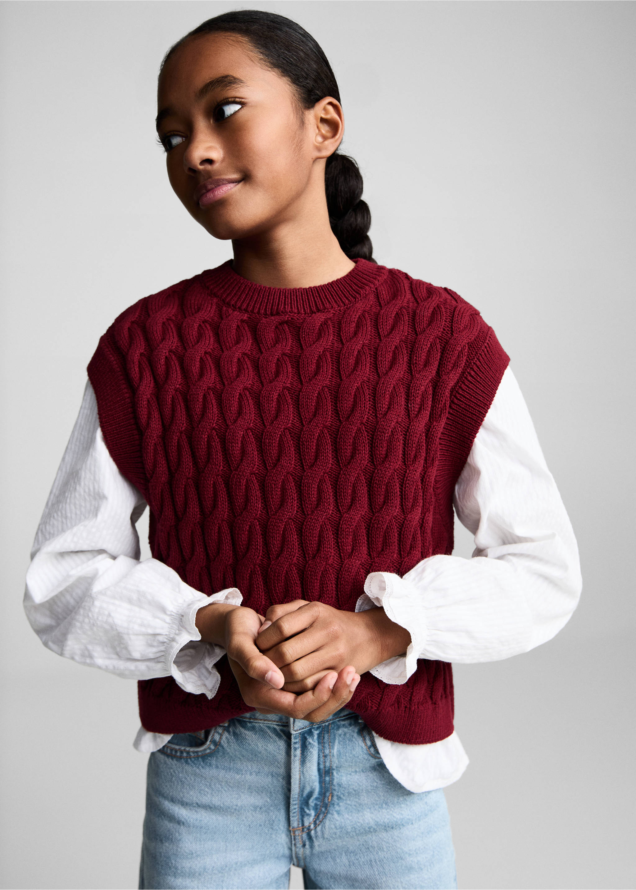 Wideleg low frayed hem jeans - Medium plane, Medium Blue. Ref: 87040618-00.