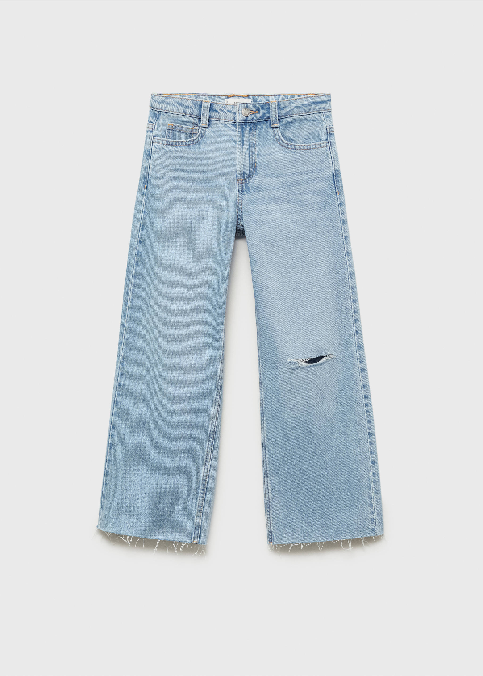 Wideleg low frayed hem jeans - Article without model, Medium Blue. Ref: 87040618-00.