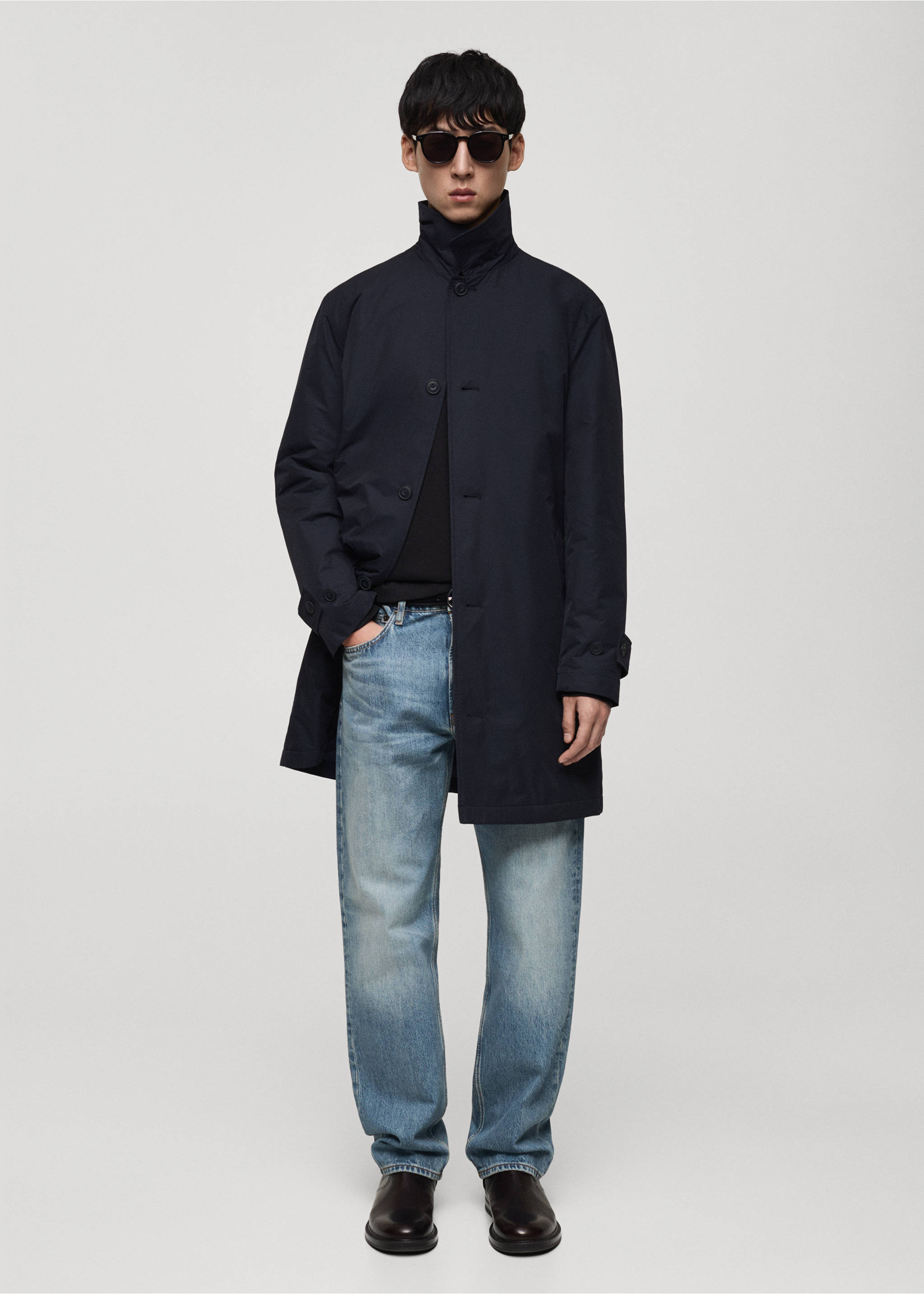 Jeans Moby straight fit desgastado - Plano general, Azul medio. Ref: 87040619-00.