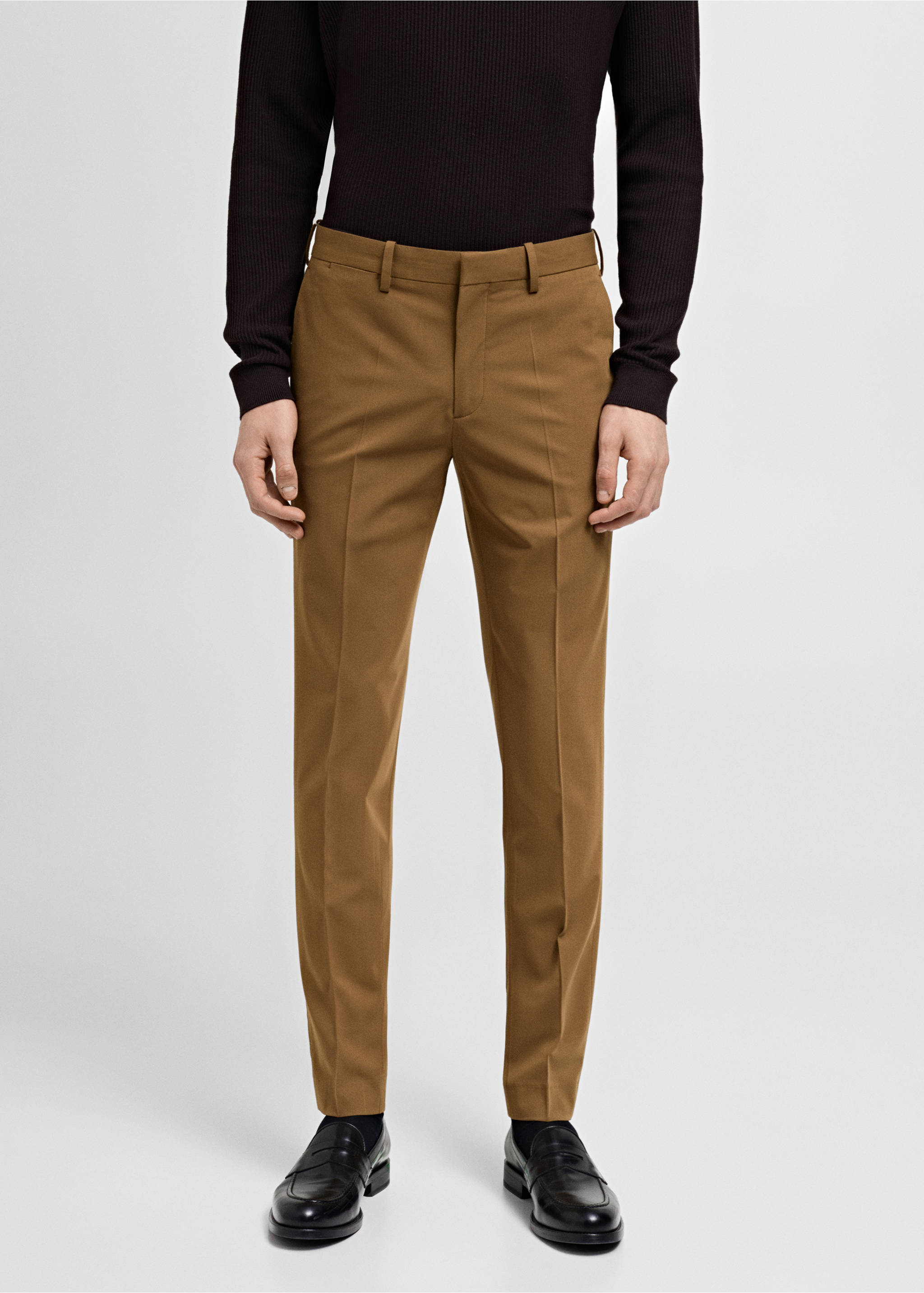 Pantalón traje París super slim fit - Plano medio, Ocre. Ref: 87040624-00.