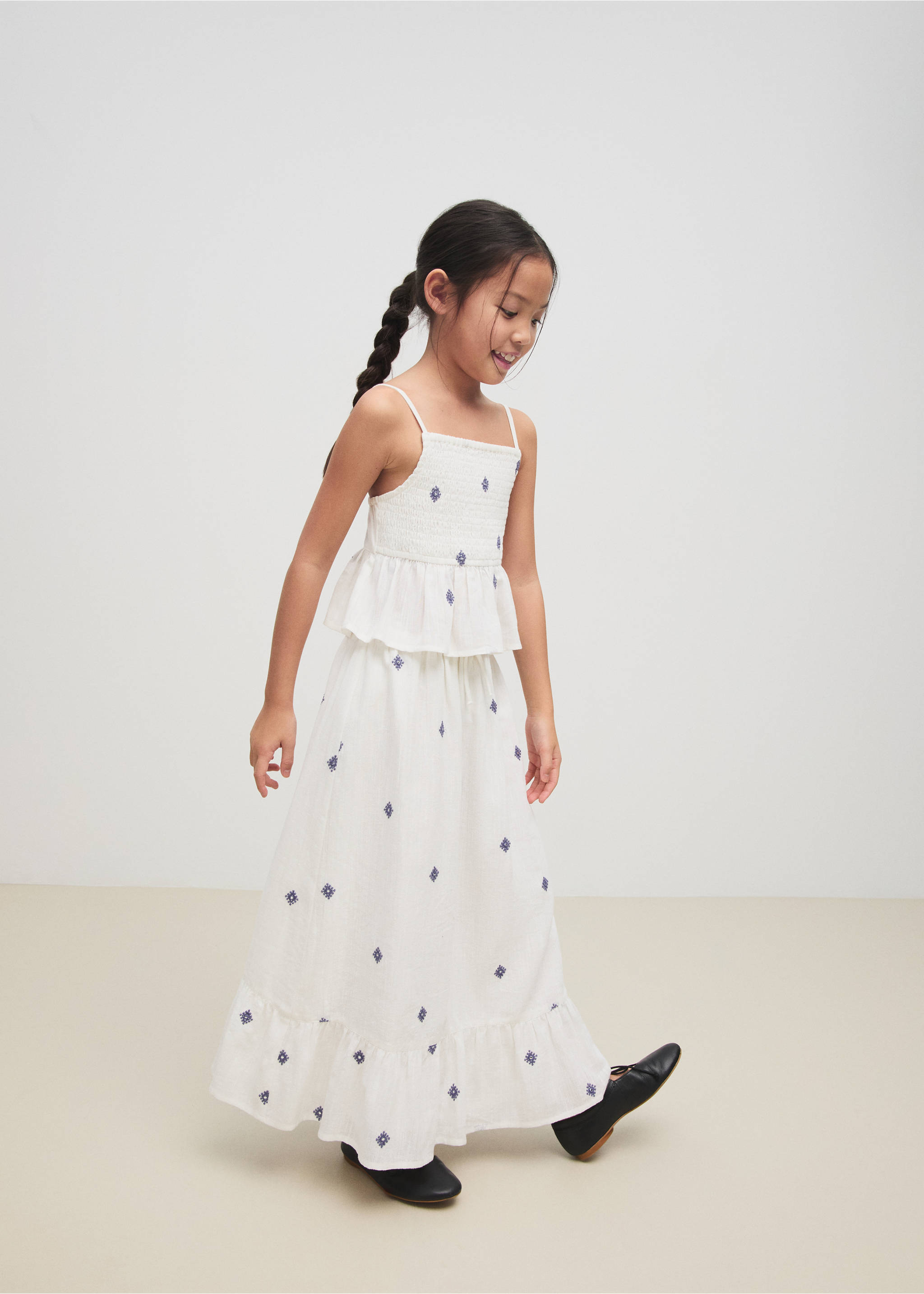 Embroidered details skirt - General plane, White. Ref: 87040625-00.