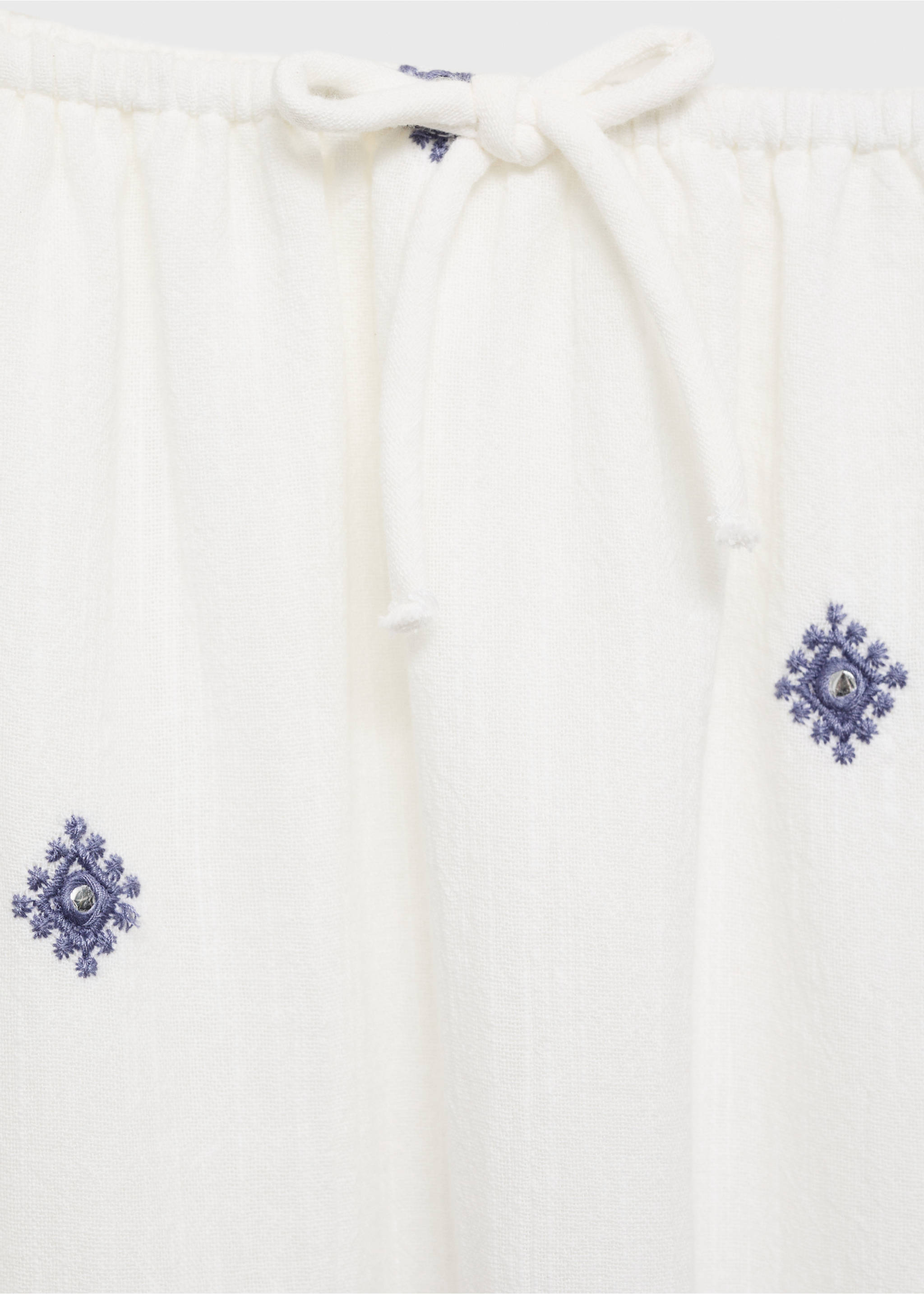 Embroidered details skirt - Details of the article 8, White. Ref: 87040625-00.